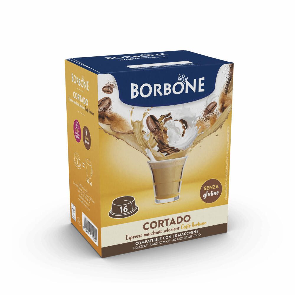 Caffè Borbone Kaffee Cortado, 16 Kapseln, Kompatibel mit dem Lavazza A Modo Mio System*