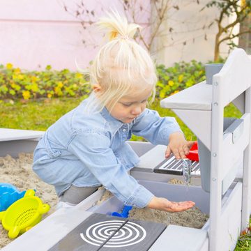 roba® Outdoor-Spielküche Matschküche, grau lasiert, aus Holz Holz, FSC® - schützt Wald - weltweit