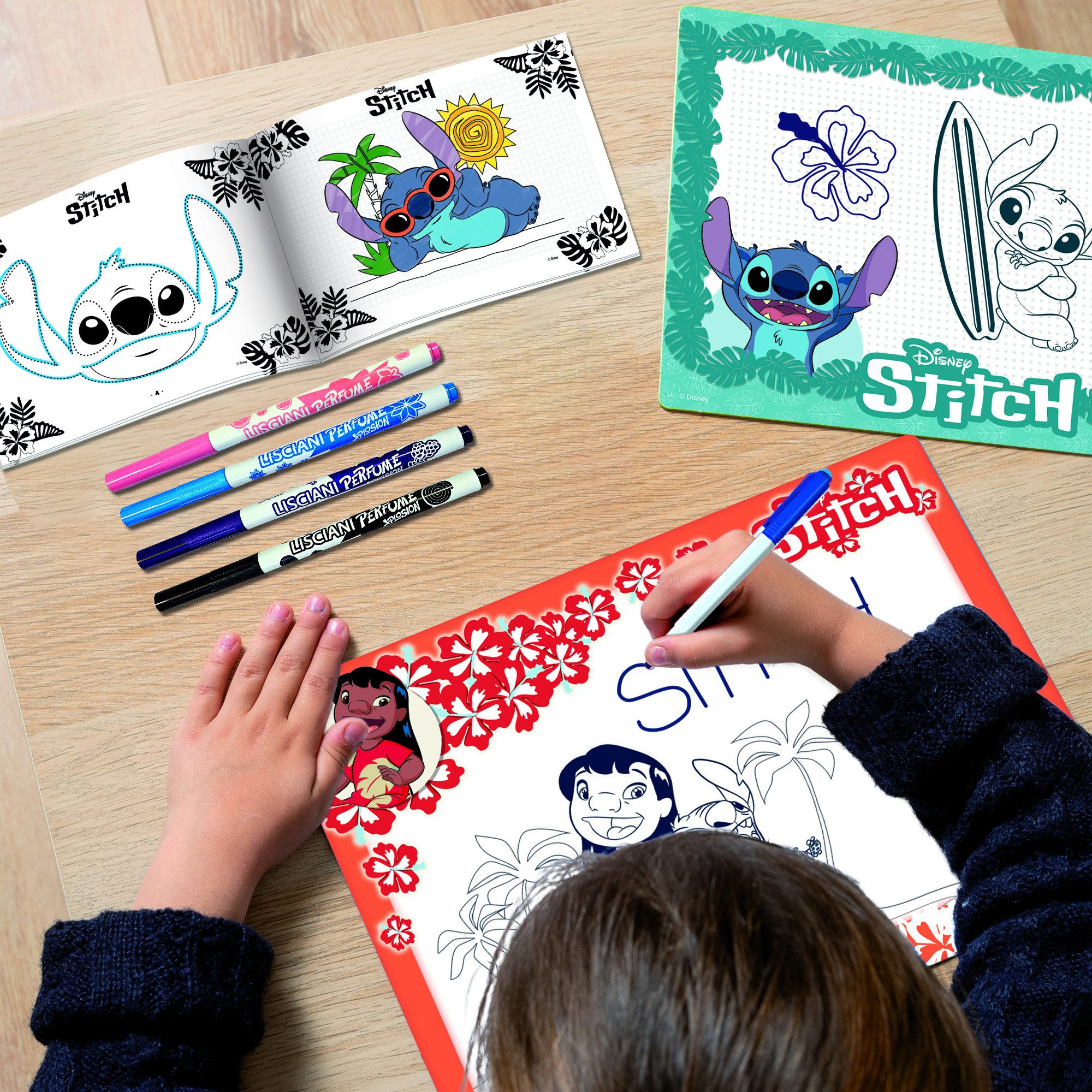Lisciani Kreativset Disney Stitch - Zeichenschule mit parfümierten Stiften