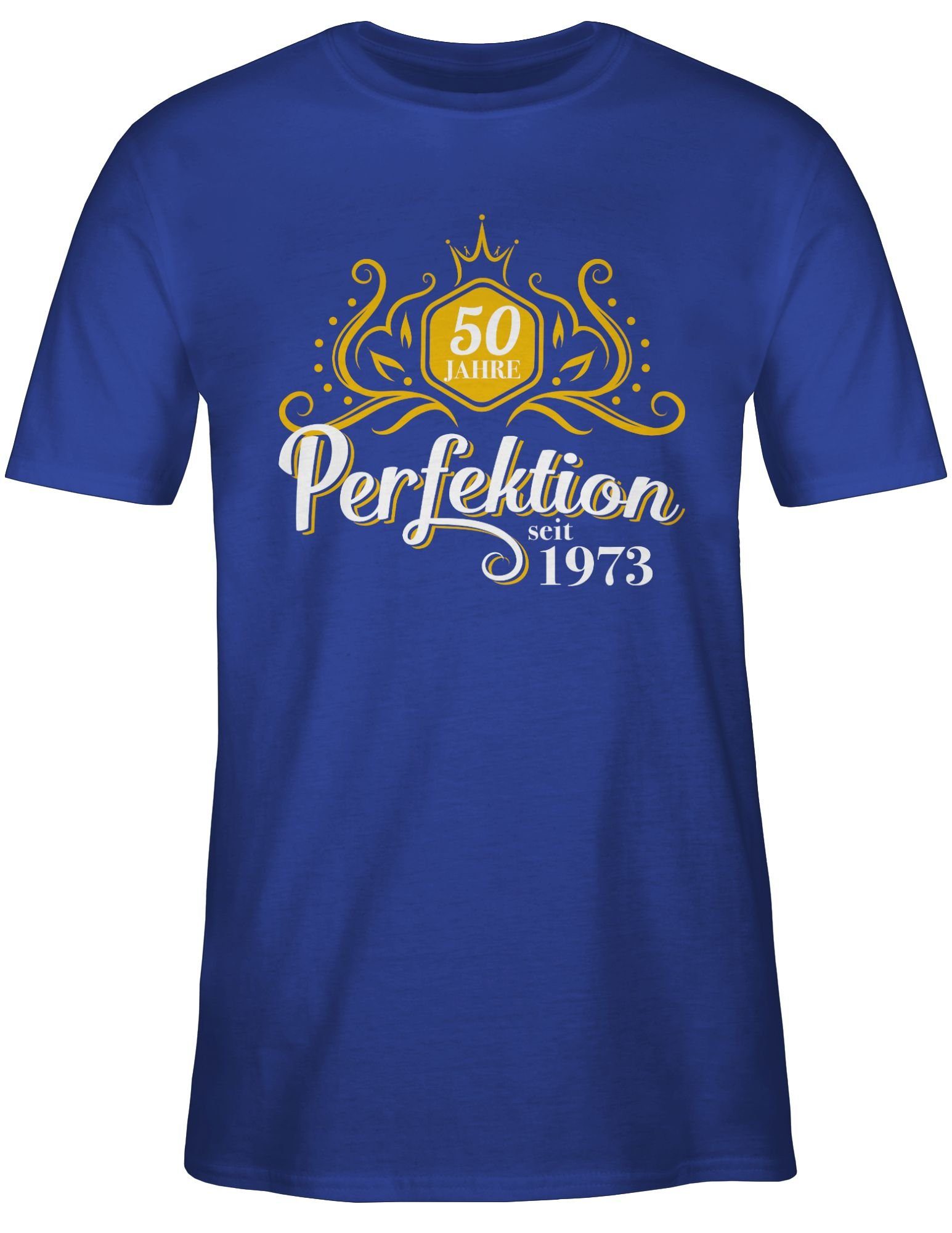 T-Shirt 50. Jahre Perfektion Fünfzig Shirtracer Royalblau 1973 3 Geburtstag