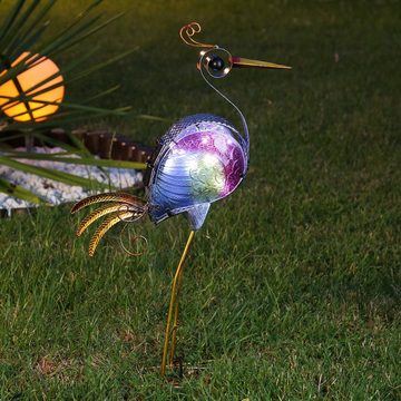 MARELIDA LED Dekoobjekt LED Solar Gartenfigur Paradiesvogel kaltweiß 48cm Lichtsensor rosa, kaltweiss (5300K bis 6000K)