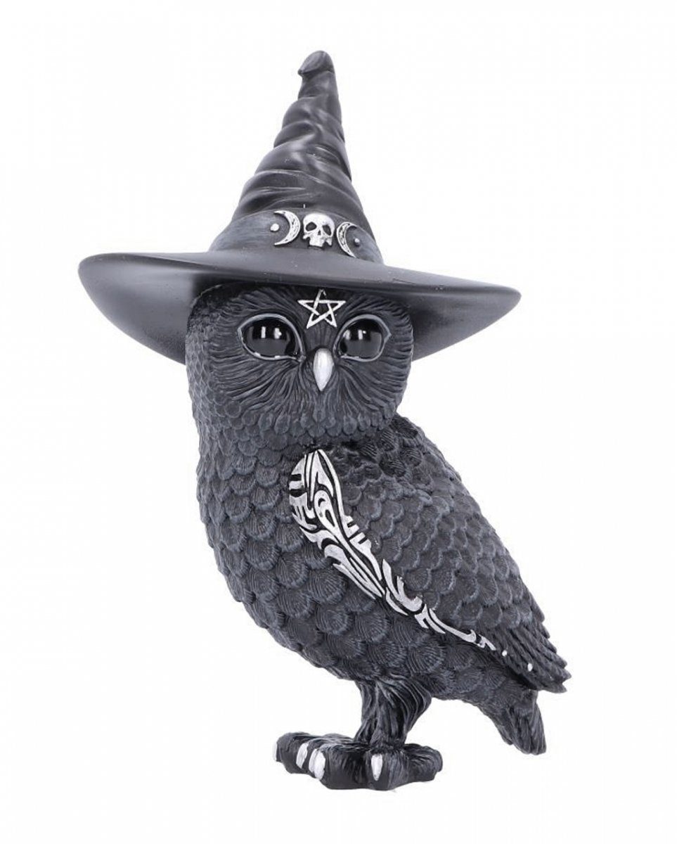 Horror-Shop Dekofigur Schwarze Eule mit Hexenhut als Sammelfigur 30cm günstig online kaufen