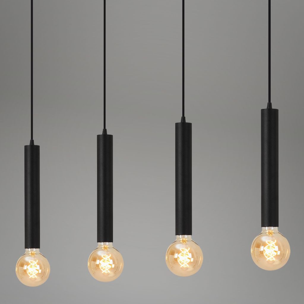 Briloner Leuchten LED Pendelleuchte 4031-045, ohne Leuchtmittel, 2700K - Extra-Warmweiß, 4-flammig, Hängeleuchte, exkl. E27 max. 60 Watt, schwarz-matt