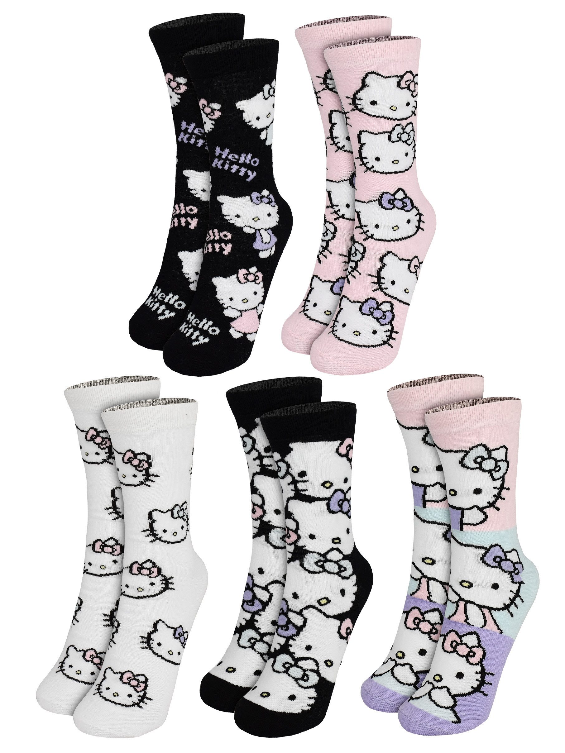 United Labels® Socken Hello Kitty Socken Allover Sneaker Strümpfe (5er Pack) 38-43