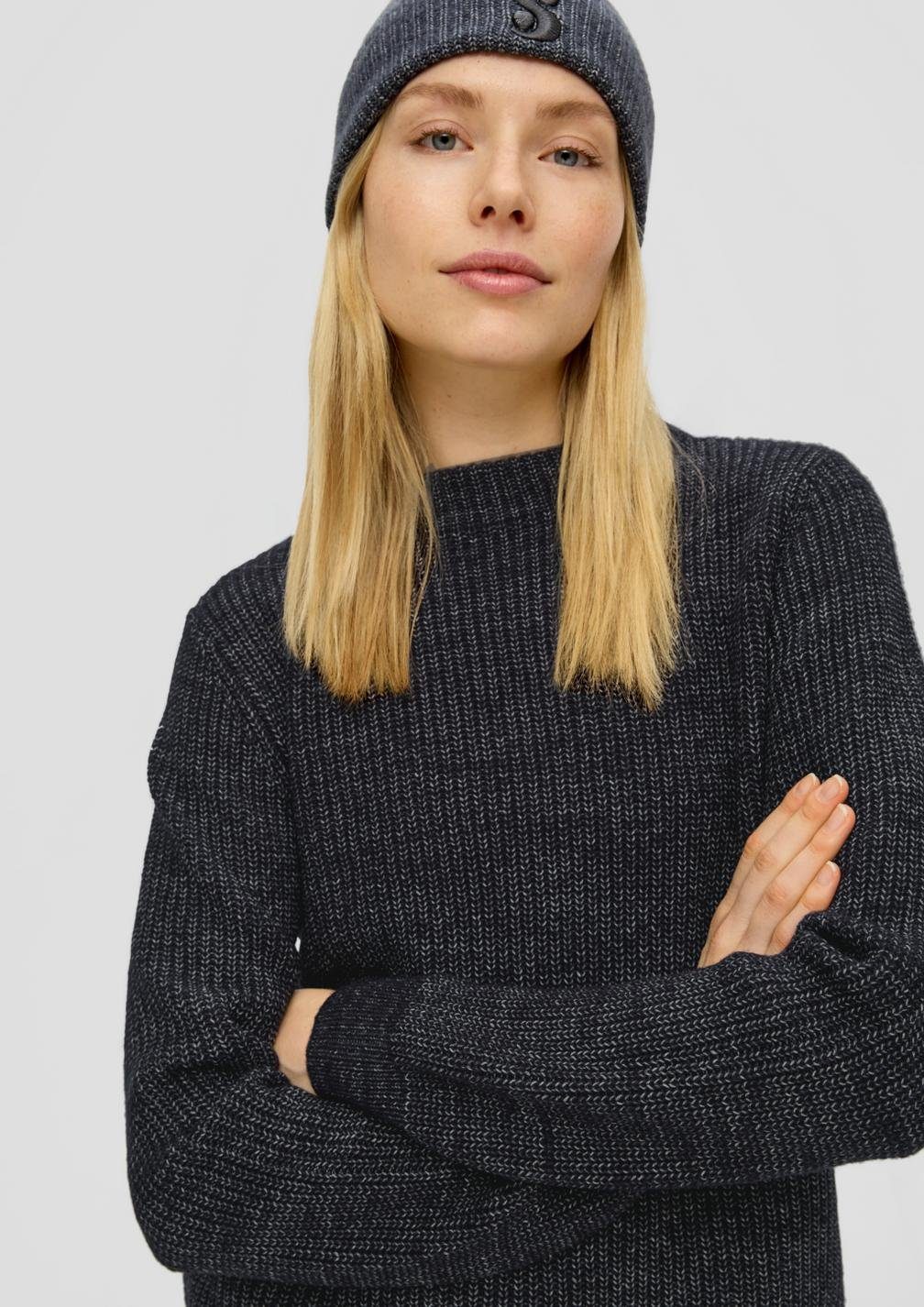 s.Oliver Rundhalspullover Basic (1-tlg) mit Stehkragen