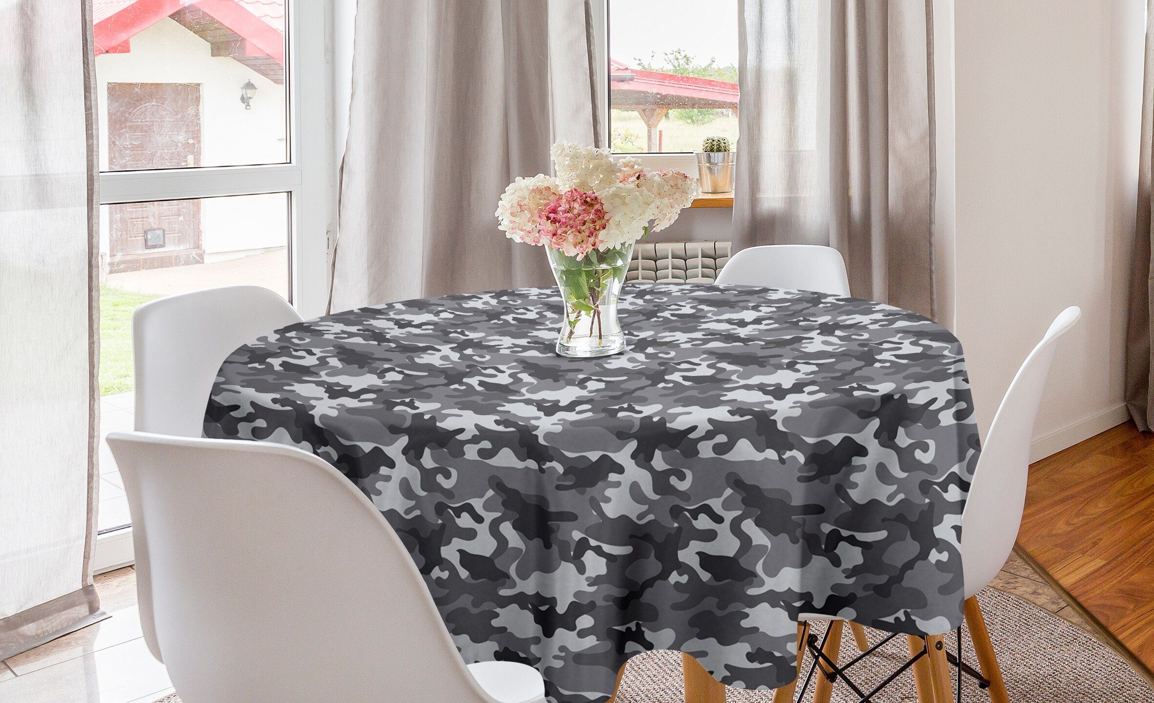 Abakuhaus Tischdecke Kreis Tischdecke Abdeckung für Esszimmer Küche Dekoration, Tarnen Grau Farbtöne | Tischdecken