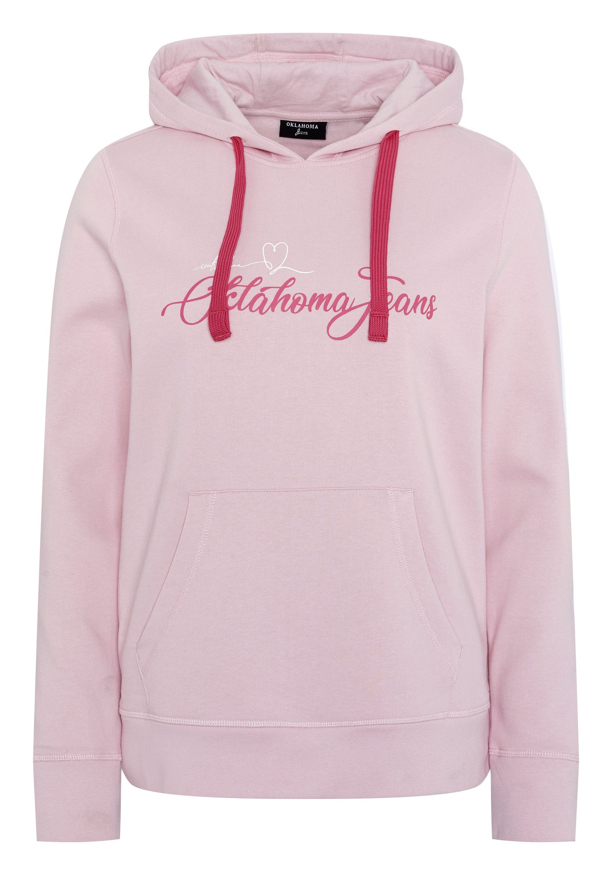 Oklahoma Jeans Kapuzensweatshirt mit Pink Schriftzug Logo 14-2305 und Nectar