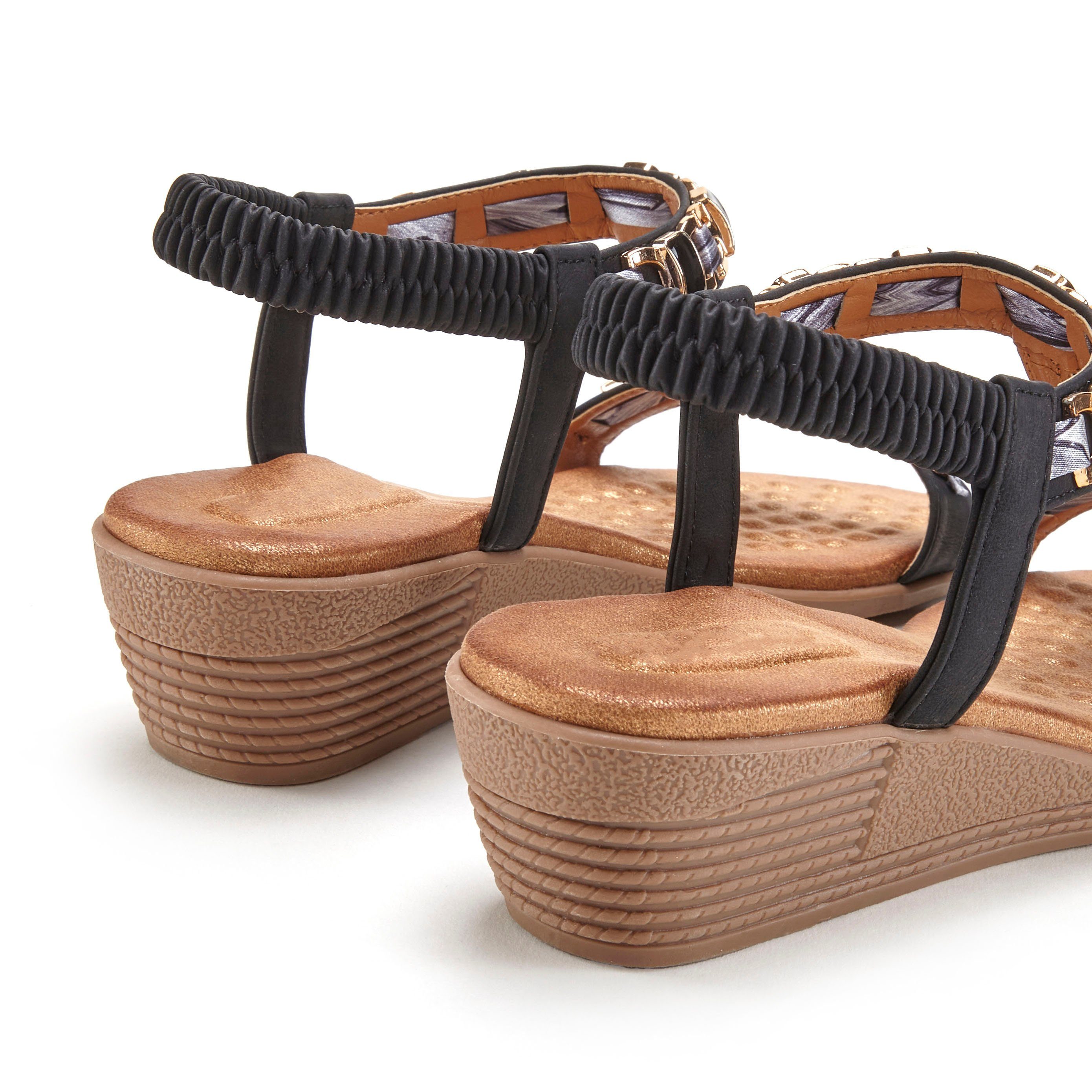 Vivance Sommerschuh, offener Schuh, Sandale, Keilsandalette, Sandalette mit elastischen Riemchen und Keilabsatz