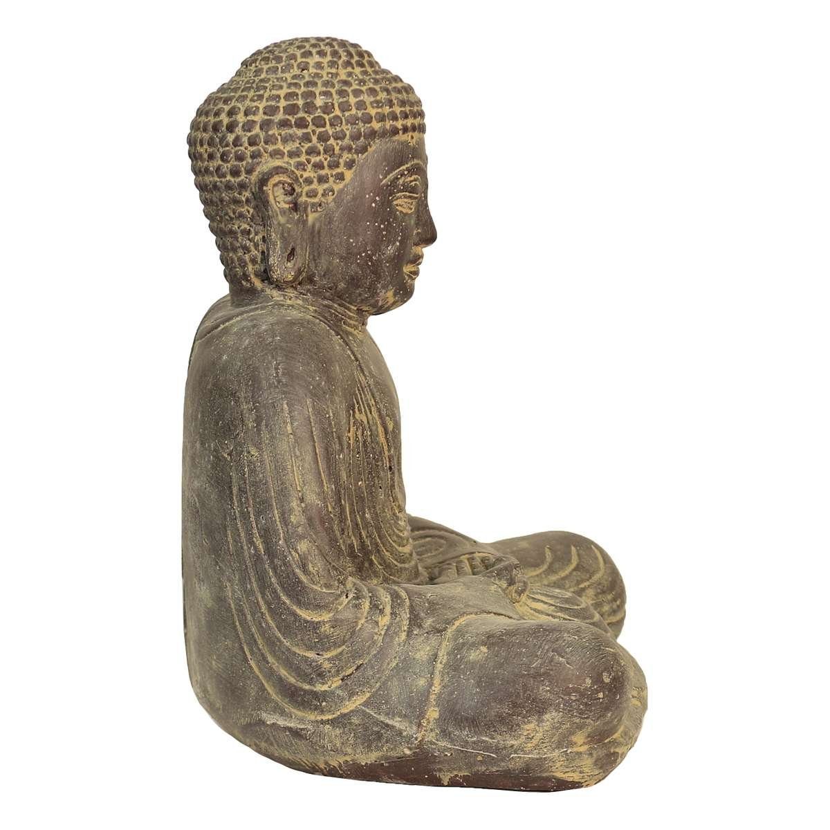 Oriental Herstellung (1 20 Buddha Japan traditionelle Sitzend Figur Gartenfigur aus St), Ursprungsland Dekofigur Lavastein Handarbeit Galerie in im cm