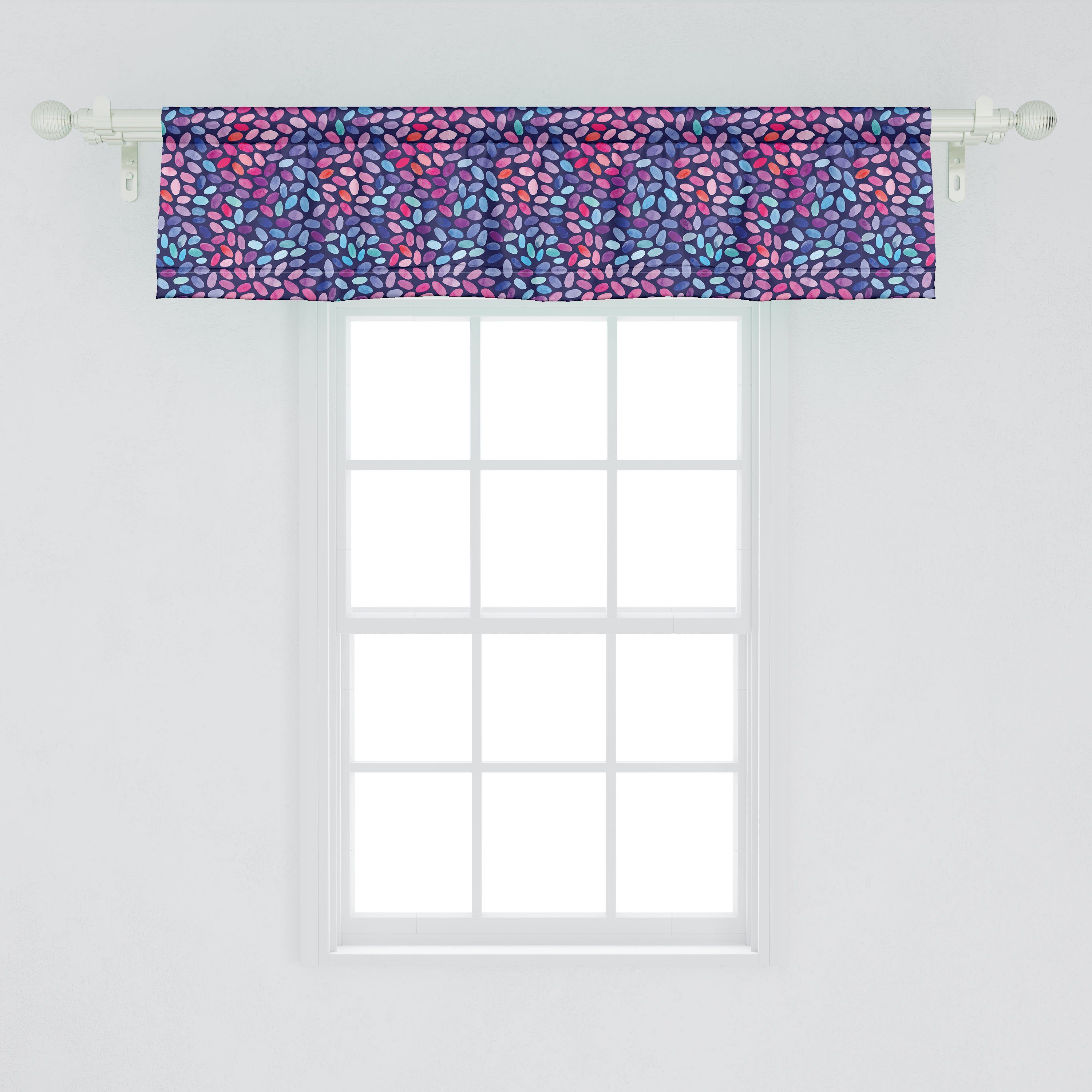 Aquarell Küche Scheibengardine mit Schlafzimmer Grunge Vorhang für Volant Oval Spots Microfaser, Dekor Stangentasche, Abakuhaus,