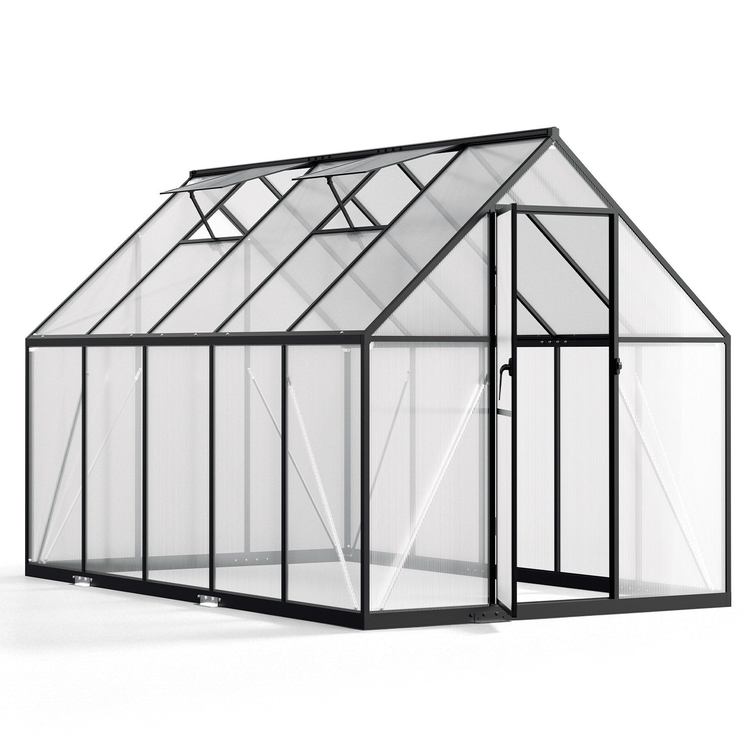 Clanmacy Gewächshaus Aluminium-Gewächshaus 280 × 170 × 195 cm, Schwarz – Bild 2 von 5