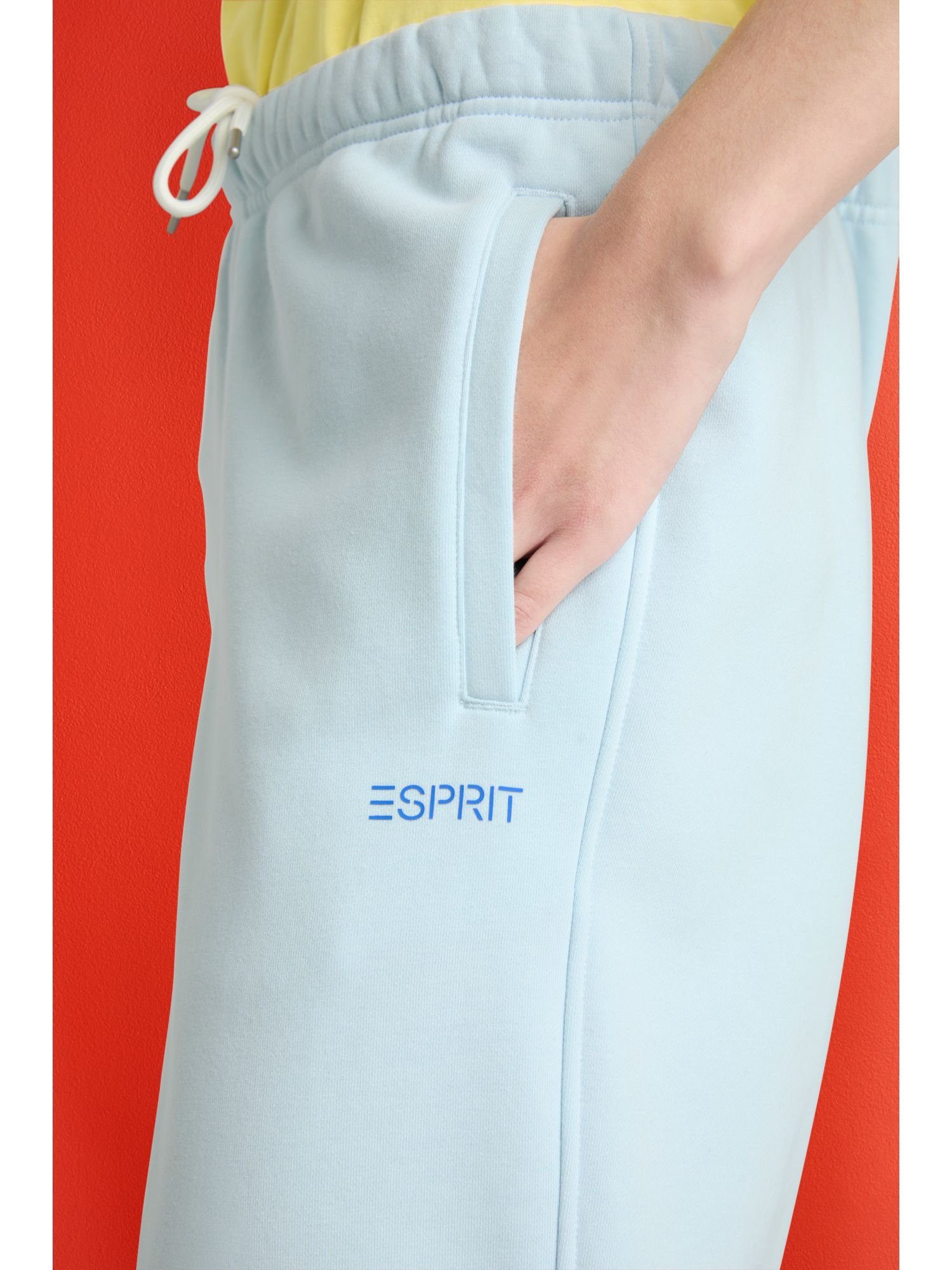 PASTEL Unisex BLUE Baumwollfleece Jogginghose aus Esprit Logo-Sweathose