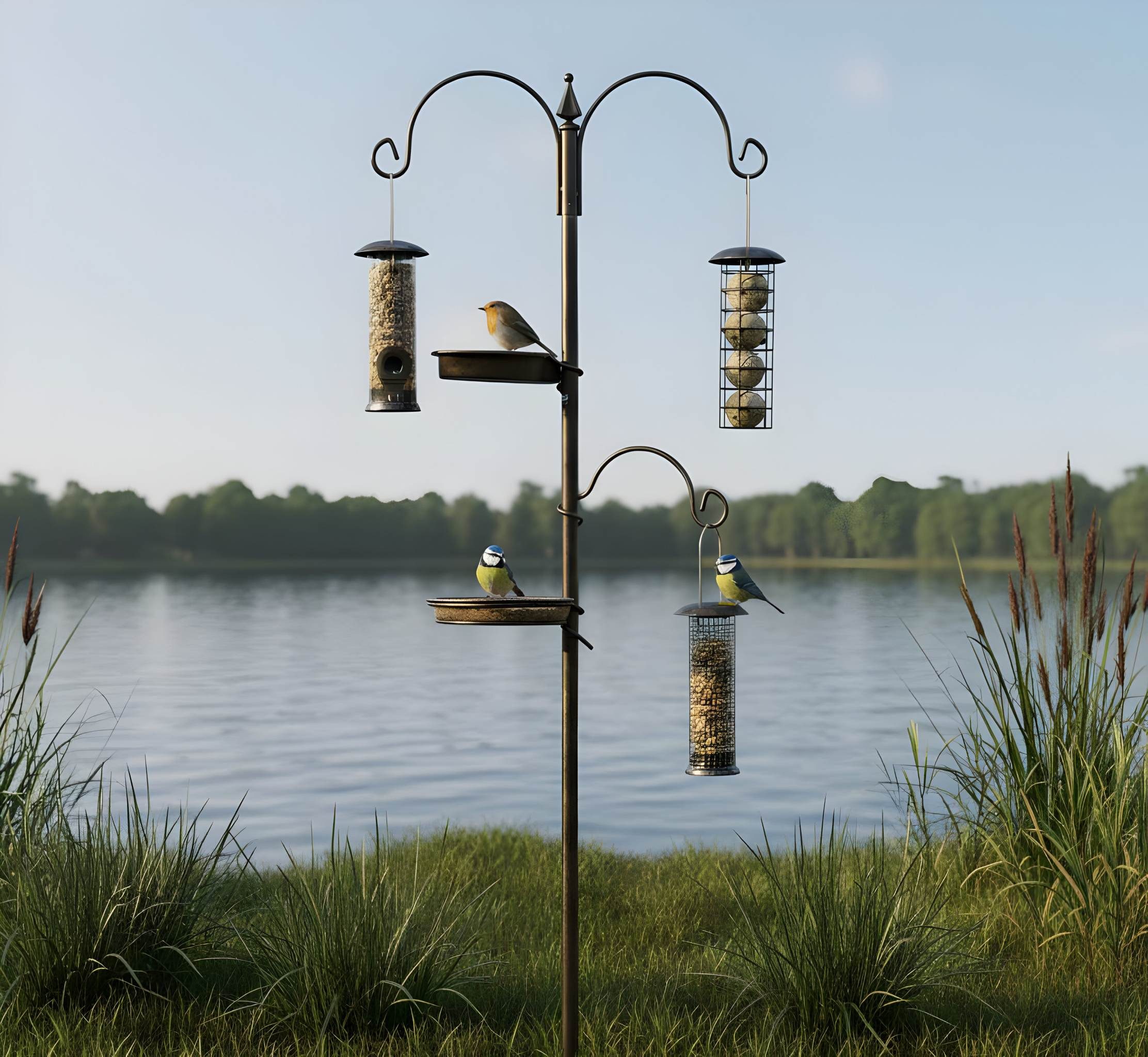 colourliving Futterstation colourliving 5 in 1 Vogelfutterstation stabile Metallkonstruktion, Metall, Kunststoff