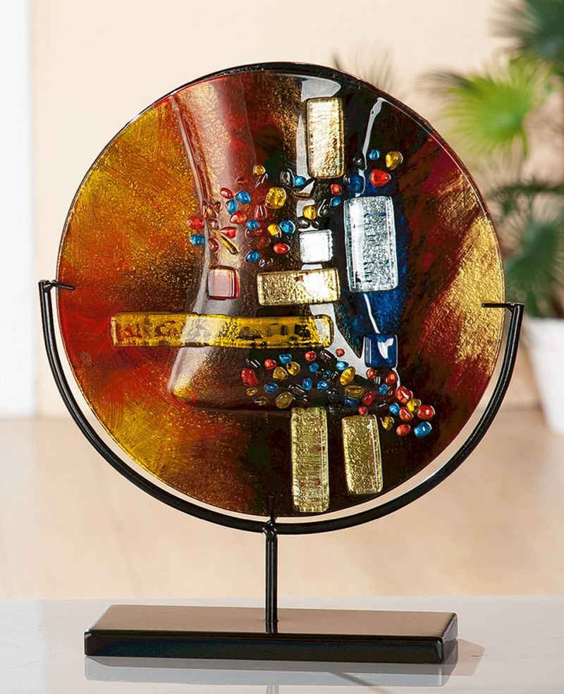 GILDE Dekovase Glasart runde Deko Vase Soleil (BxHxL) 32 cm x 38 cm x 10 cm rot, Vase Tischvase Dekovase dekorative Vase Dekoartikel