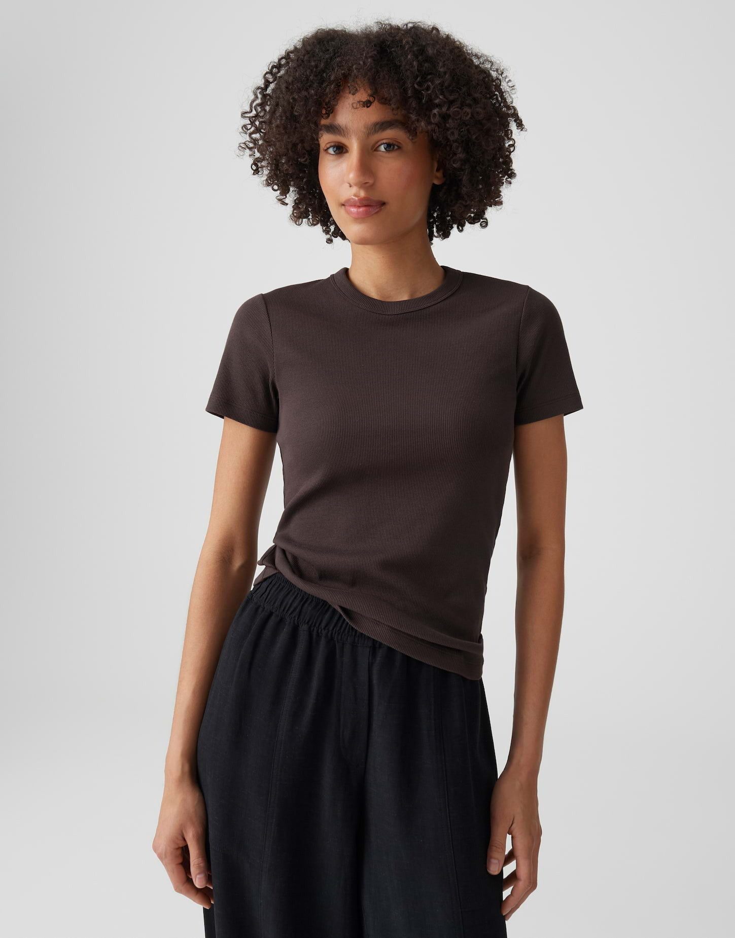 OPUS T-Shirt Samuna Feines Rippshirt Slim aus BCI Cotton Mix schmale Passform, elastischer Stoff