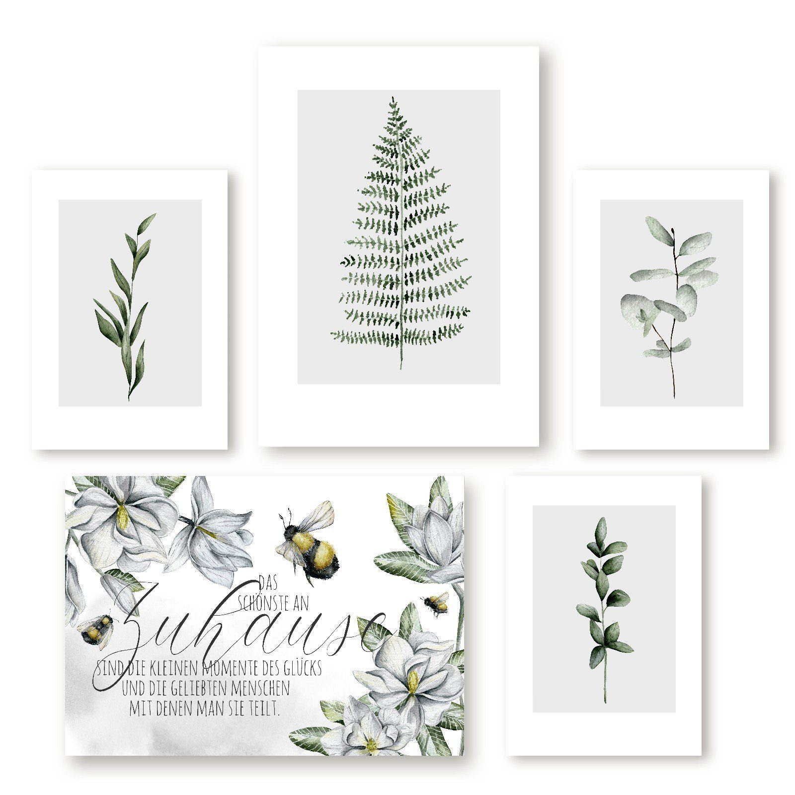 homestyle-accessoires Poster Bilderset Bilderwand DAS SCHÖNSTE AN ZUHAUSE... MAGNOLIEN GRENNERYS, (5 St), - Ohne Bilderrahmen - sorgfältige & sichere Verpackung. € 35,00