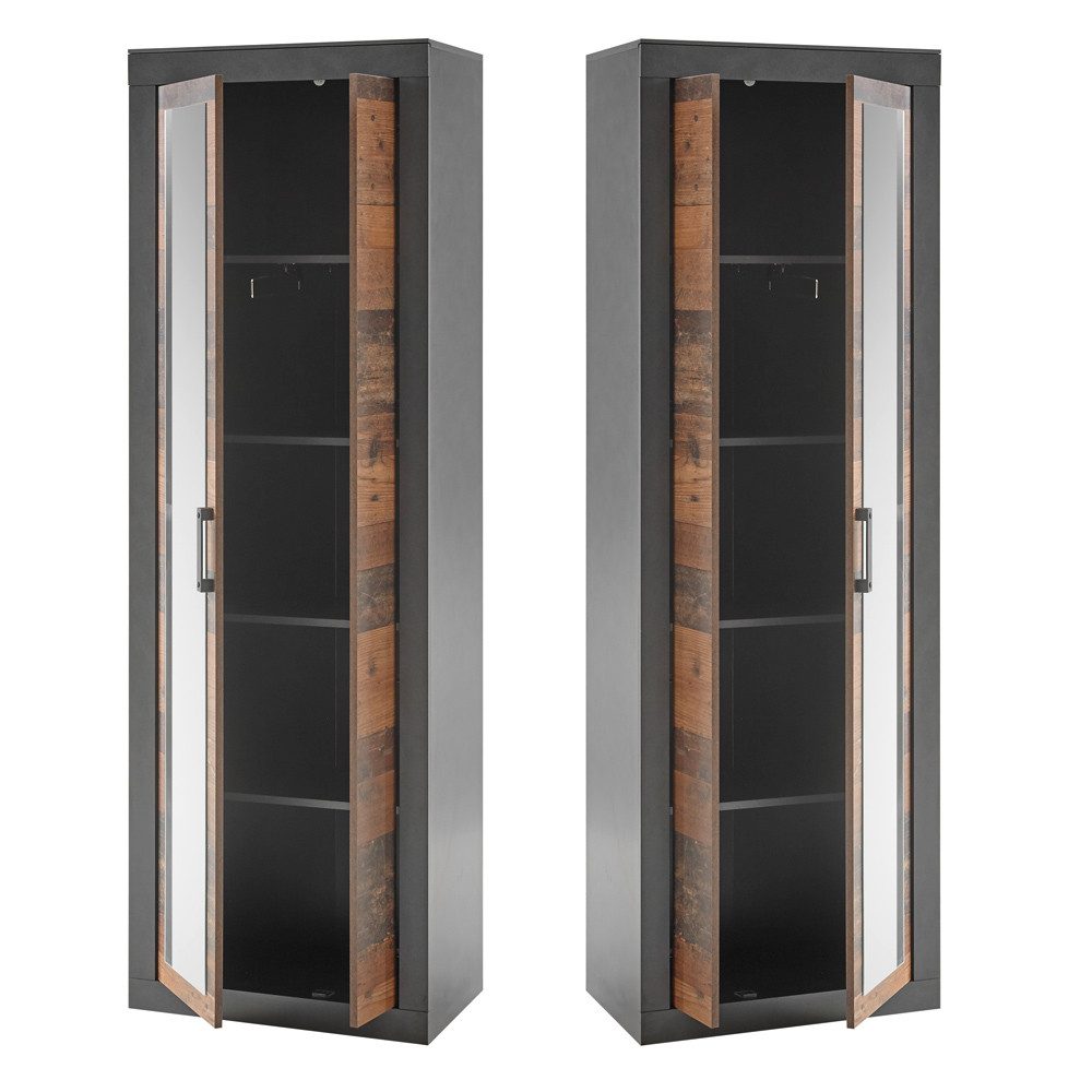 Lomadox Garderobenschrank BERLIN-61 Old Mix Dekor 65x201x42 cm
