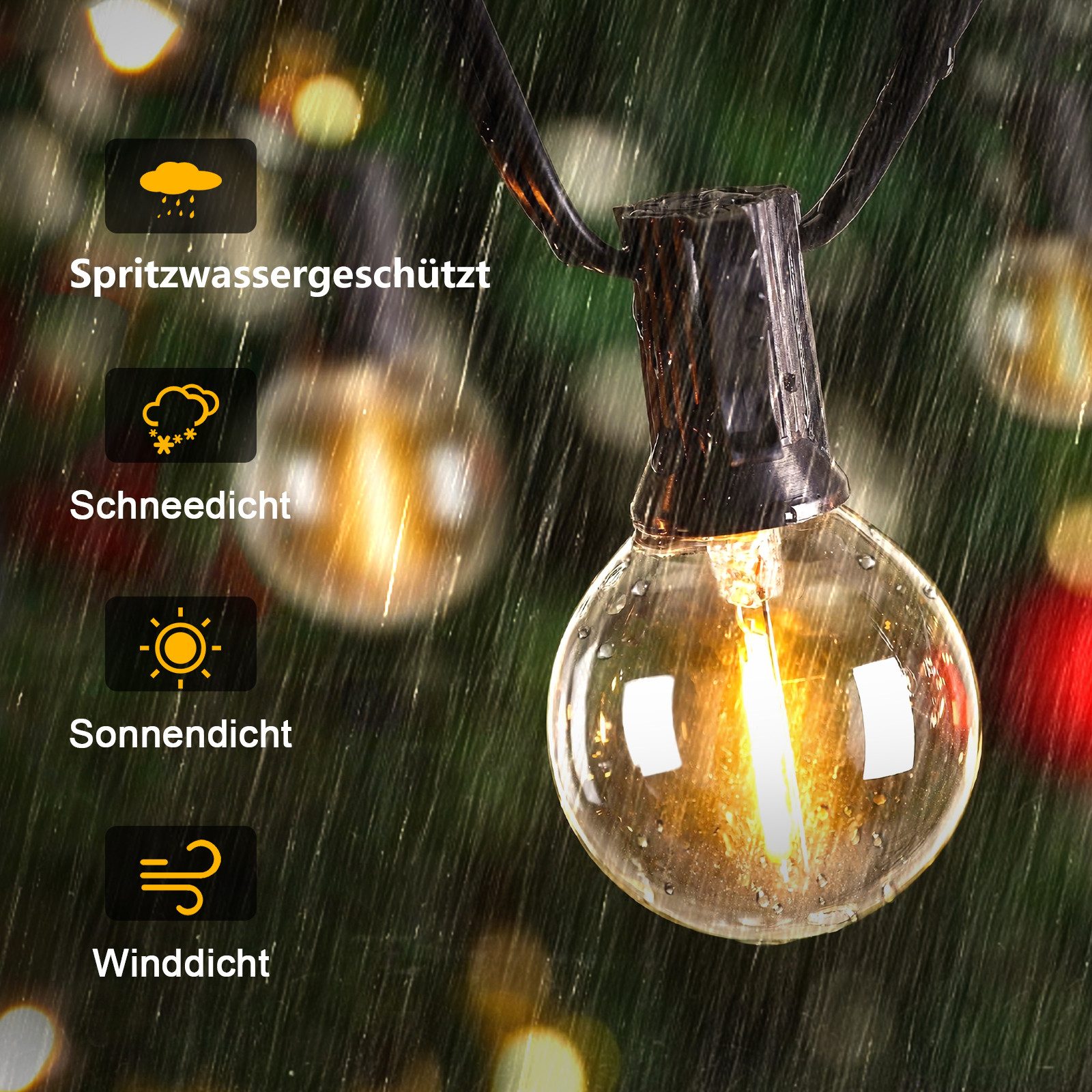 skelo Lichterkette Led Lichterkette Außen Strom, 10/18/30M Dimmbar Outdoor Lichterkette, Lichterketten Aussen für Garten, Balkon, Party, Terrasse