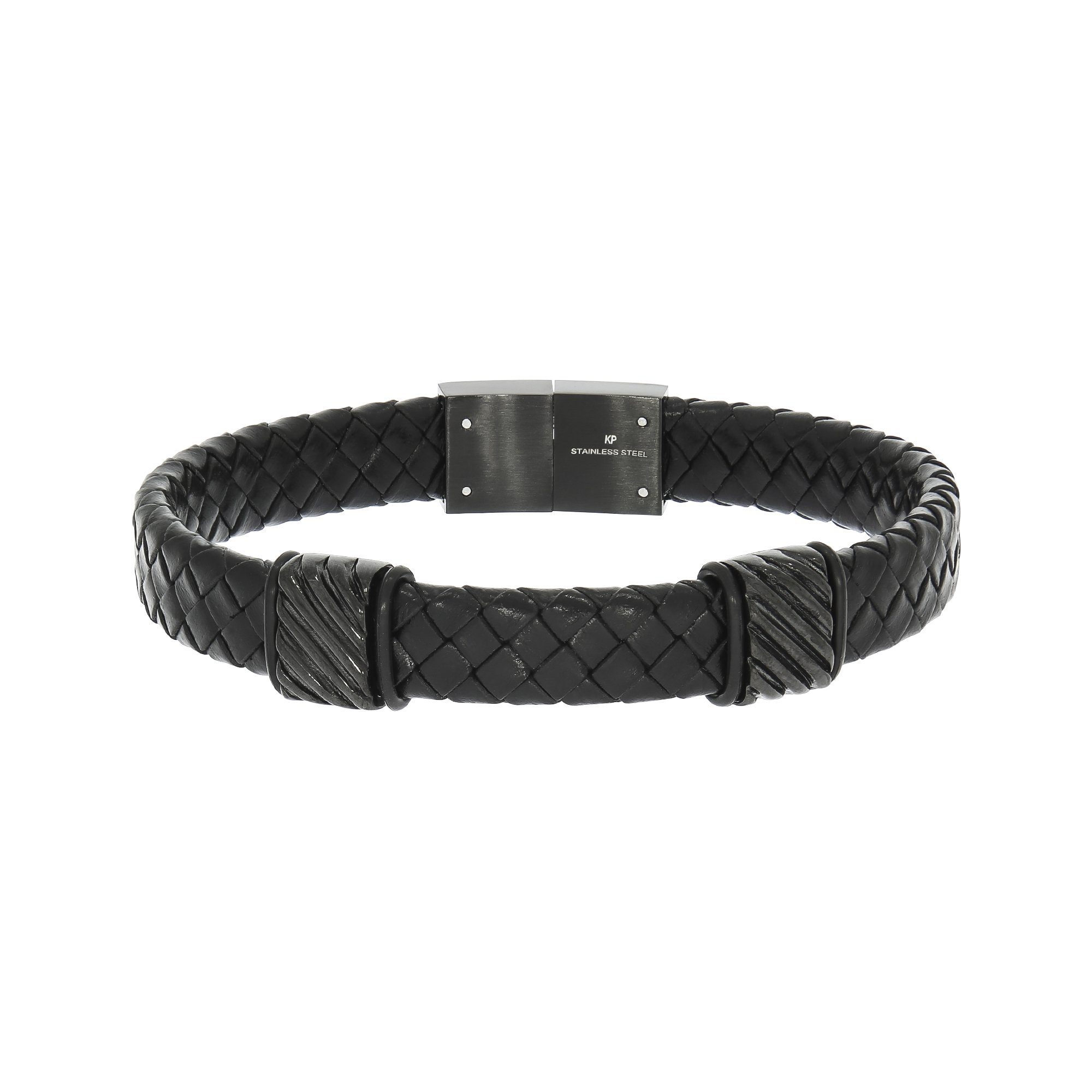 Zeeme Armband Lederband schwarz mit Edelstahlverschluss
