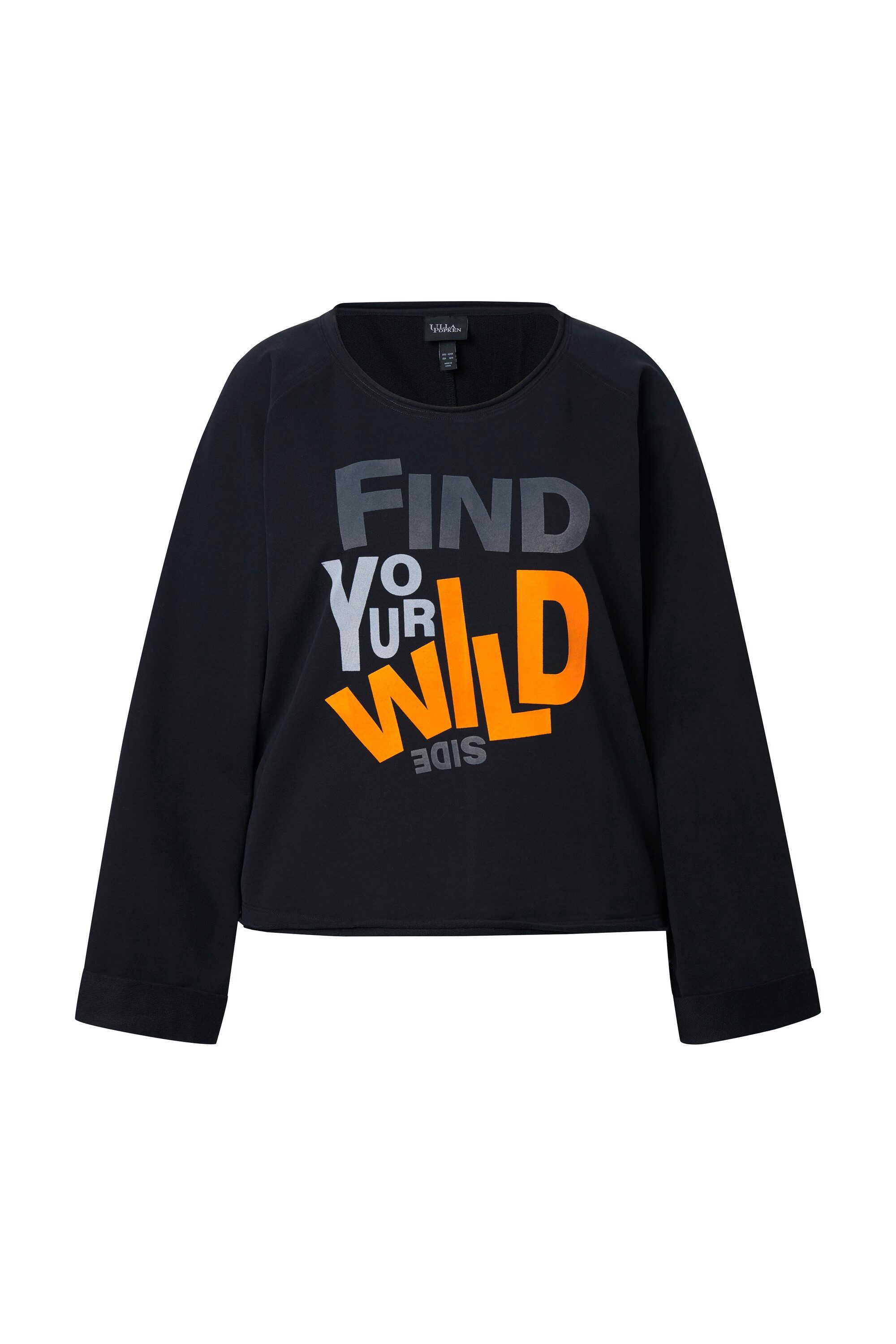 Ulla Popken Sweatshirt Sweatshirt Schriftmotiv Rollkanten Rundhals günstig online kaufen