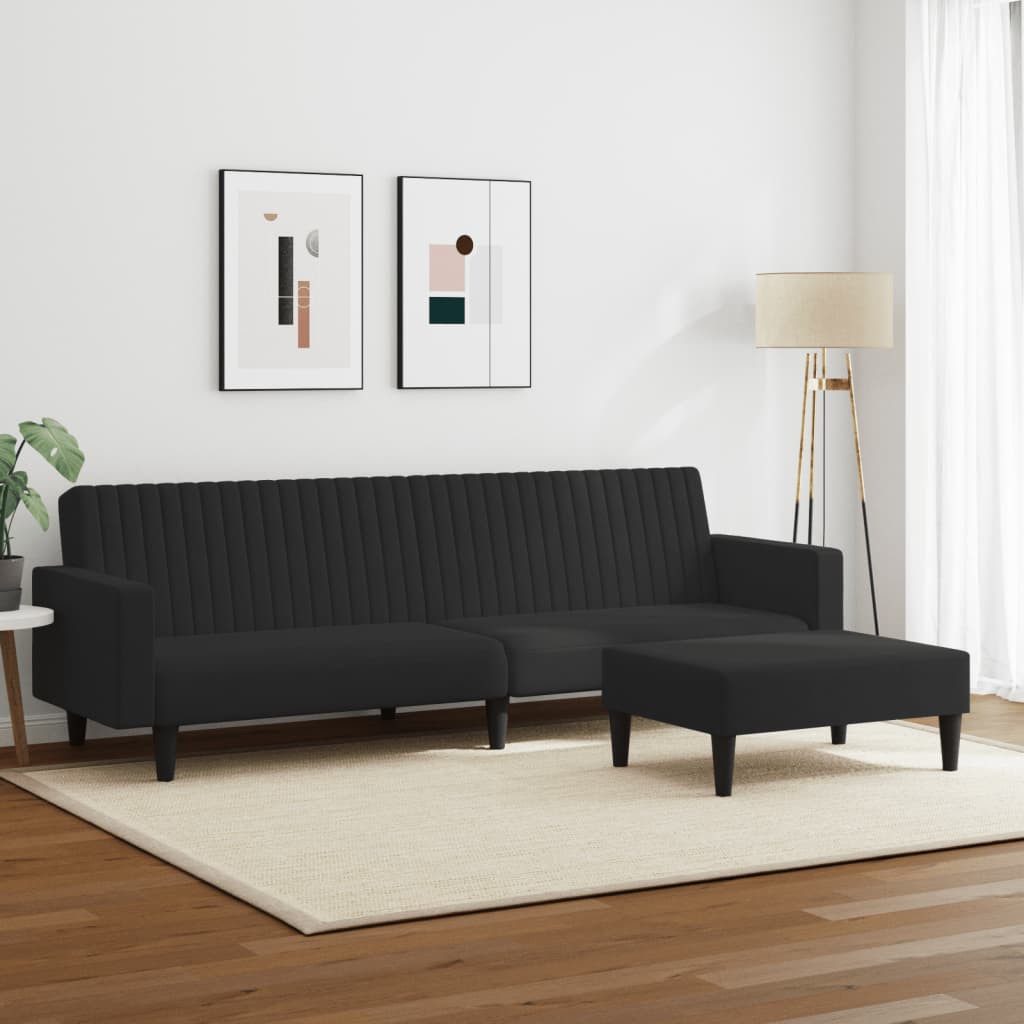 vidaXL Sofa 2-tlg. Sofagarnitur Schwarz Samt günstig online kaufen