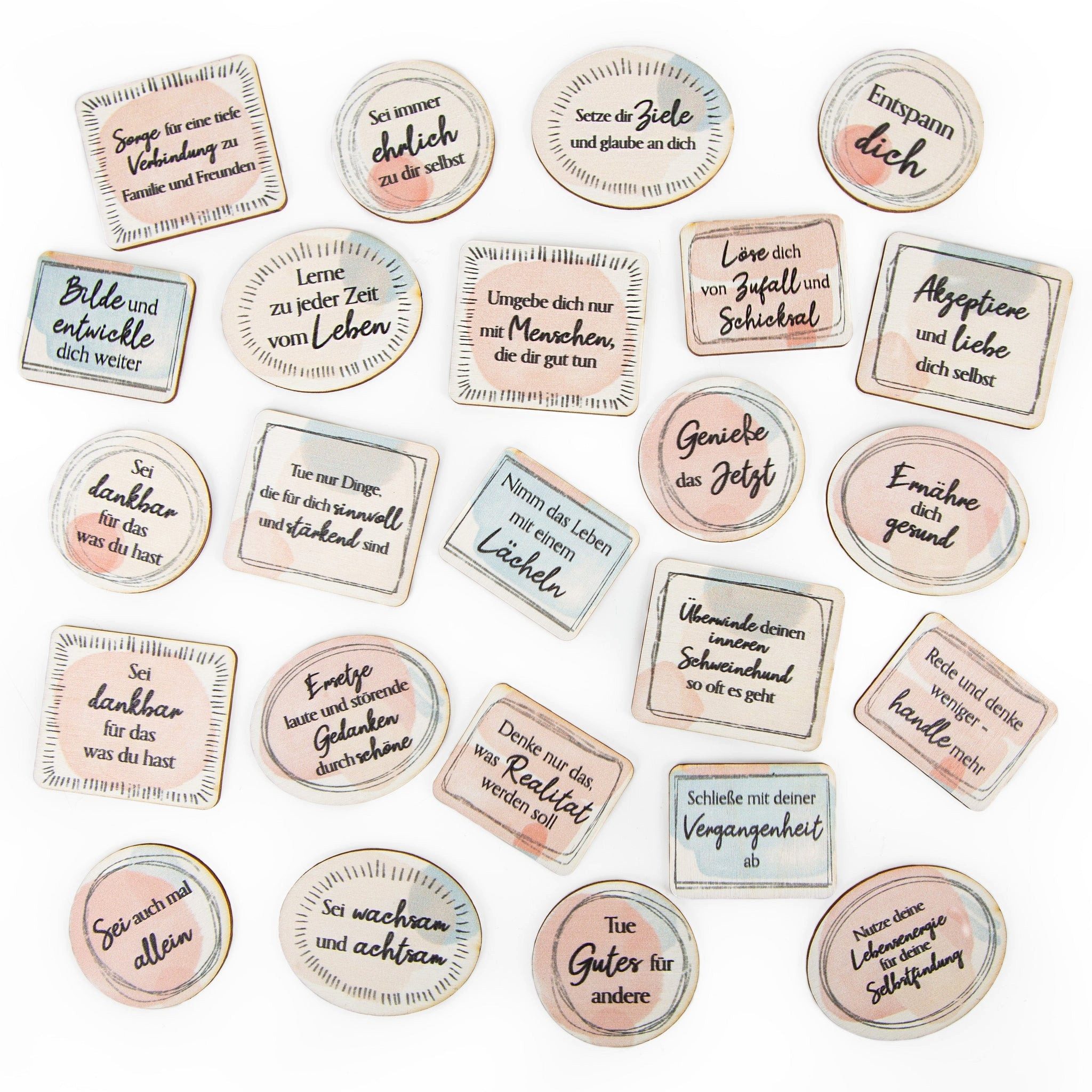 Logbuch-Verlag Dekofigur Anleitung zum Glücklichsein Holztaler Selbstfürsor günstig online kaufen