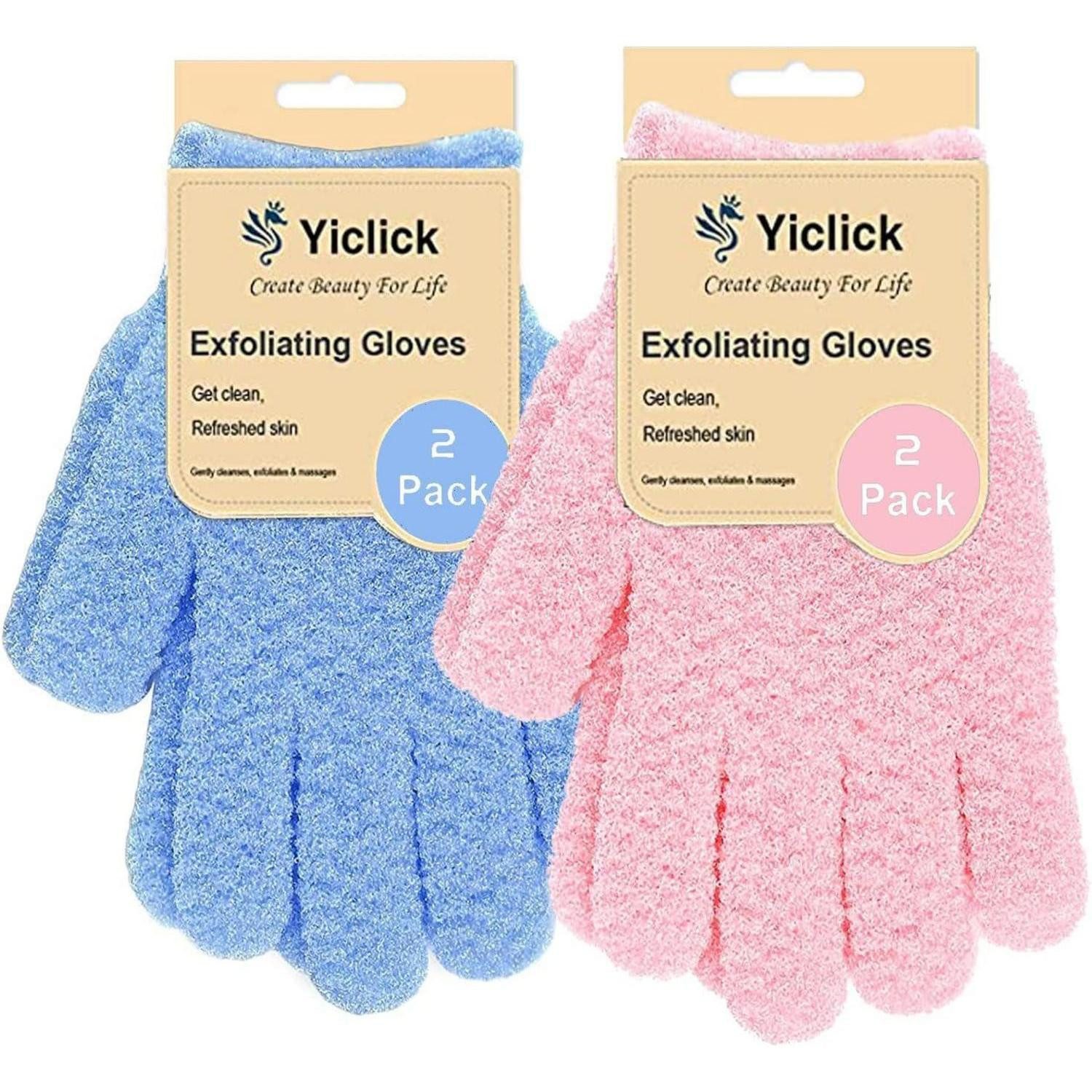 LuxusKollektion Körperpeeling 4er Set Peelinghandschuh Exfoliating Gloves Body Scrub Duschschwamm