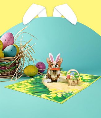 KIKI Osterkarte Pop-Up-Karte Ostern – Fröhliche Osterkarte, lustige 3D-Osterkarte
