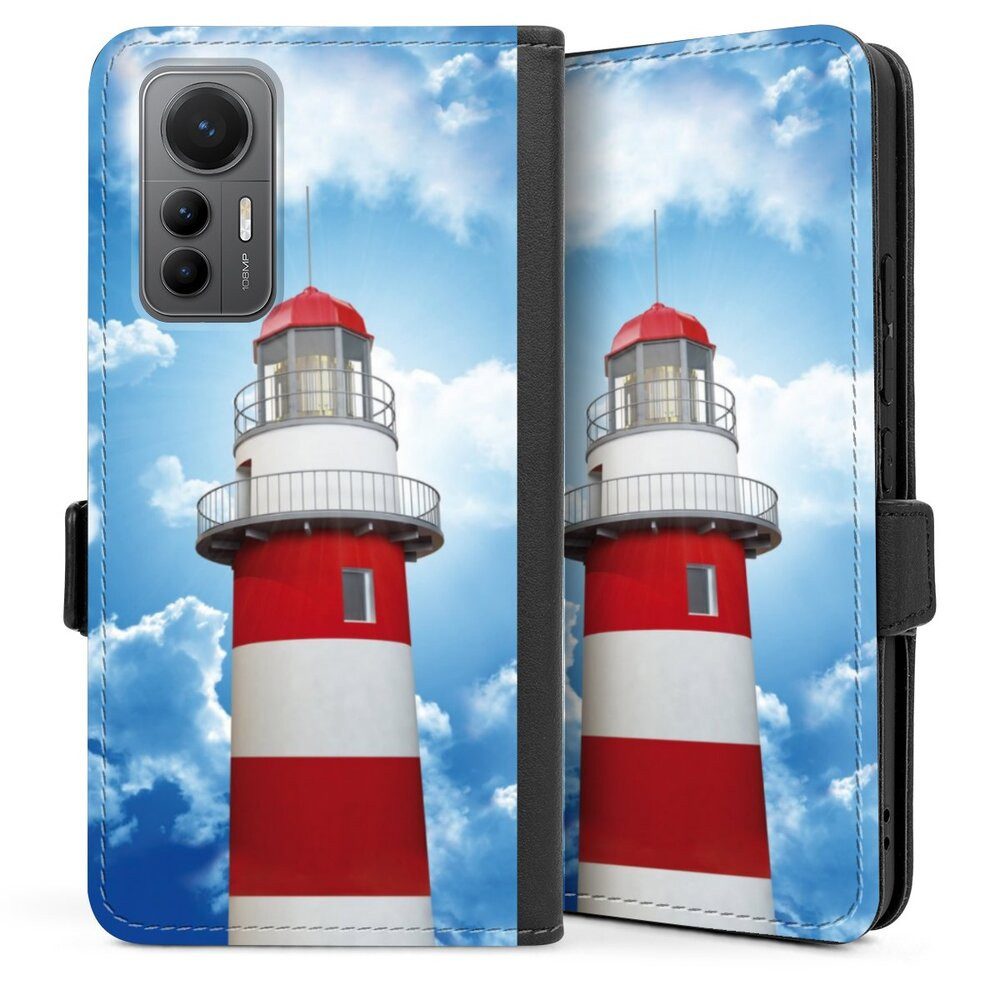 DeinDesign Handyhülle Leuchtturm Wolke Himmel Leuchtturm, Xiaomi 12 Lite 5G Hülle Handy Flip Case Wallet Cover Handytasche Leder