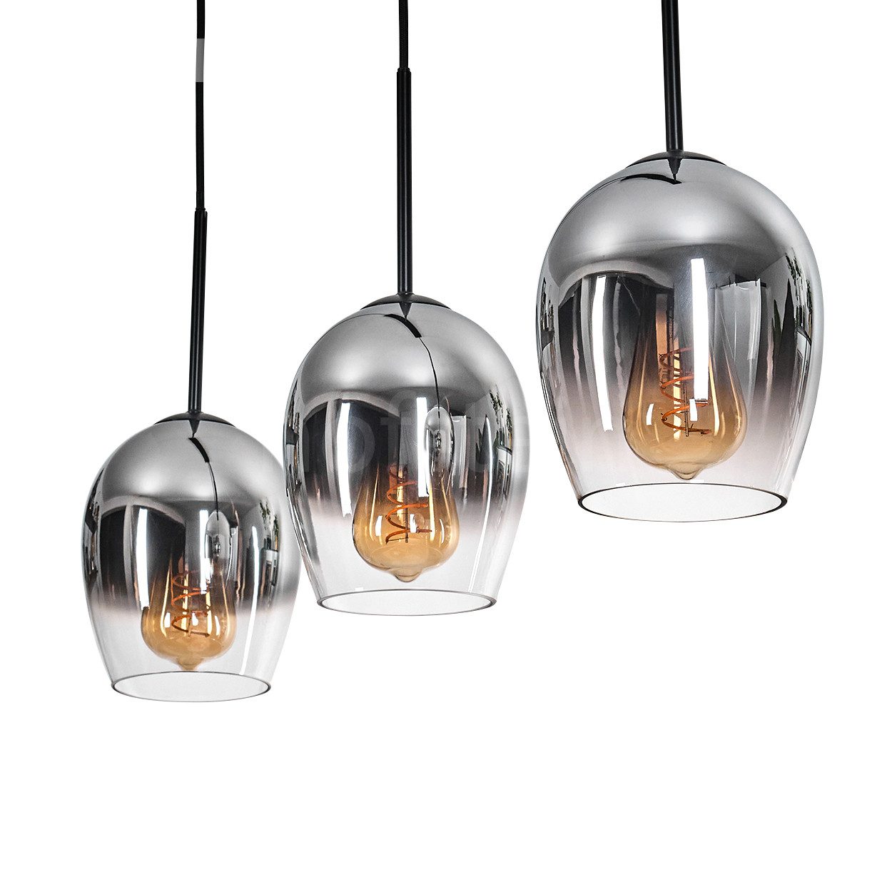 hofstein Pendelleuchte Pendellampe aus Metall/Glas in Schwarz/Chromfarben/K günstig online kaufen