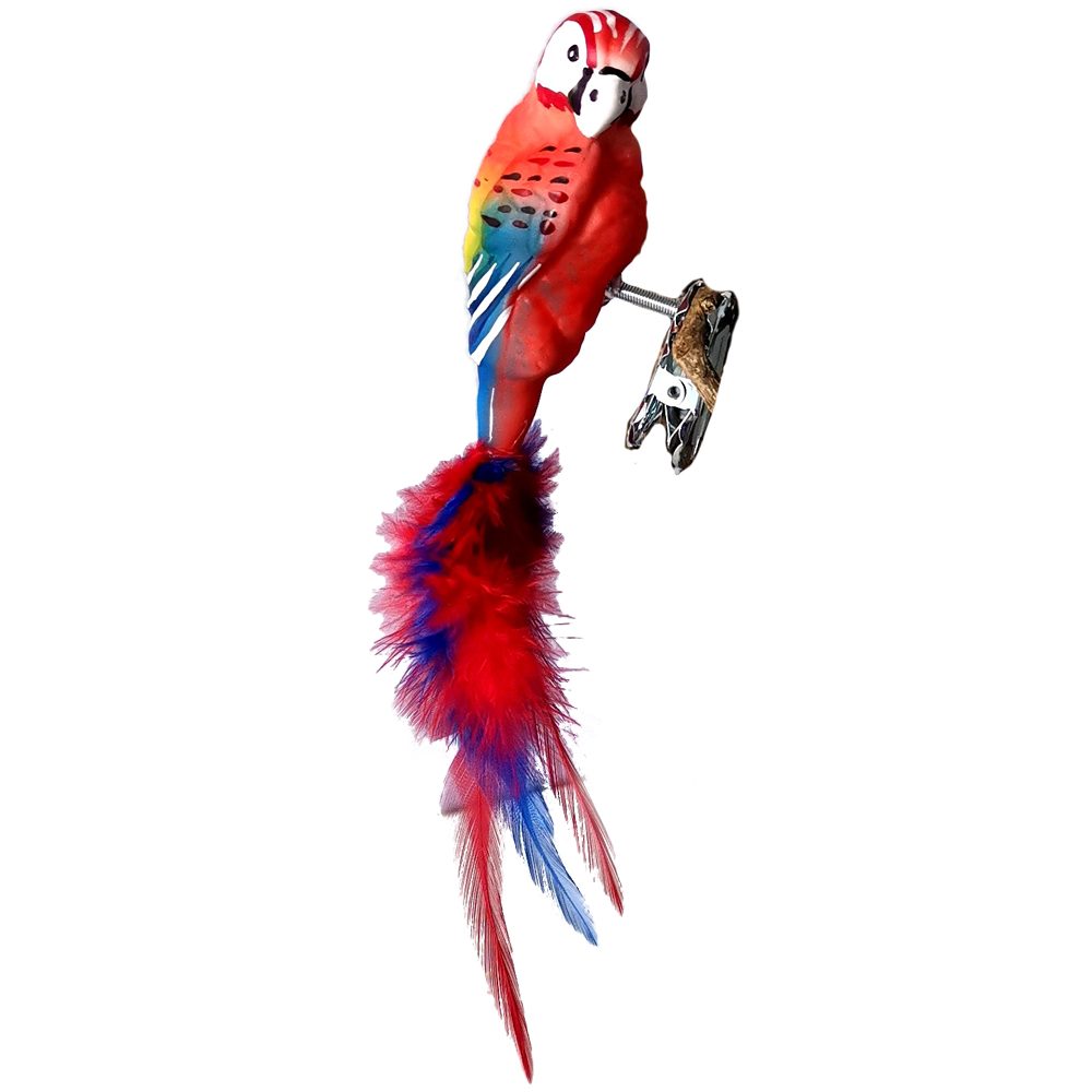 Schatzhauser Christbaumschmuck Vogel, Papagei roter Ara 9cm Naturfeder (1-tlg), mundgeblasen, handbemalt