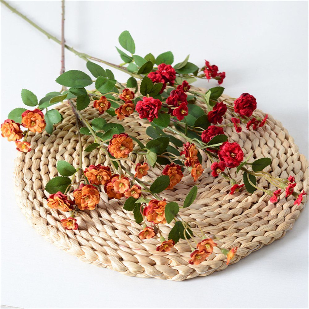 Kunstblumenstrauß Rose Rose Orange Home Rouemi, Dekoration Blumenarrangement, 5Sträuße Künstliche Hochzeit Blume
