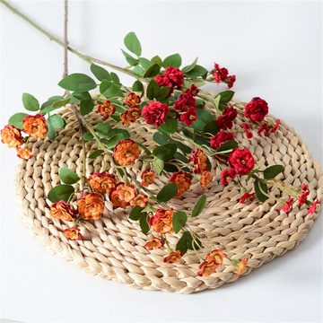Kunstblumenstrauß Rose Rose Künstliche Blume, Home Hochzeit Dekoration Blumenarrangement, Rouemi, 5Sträuße