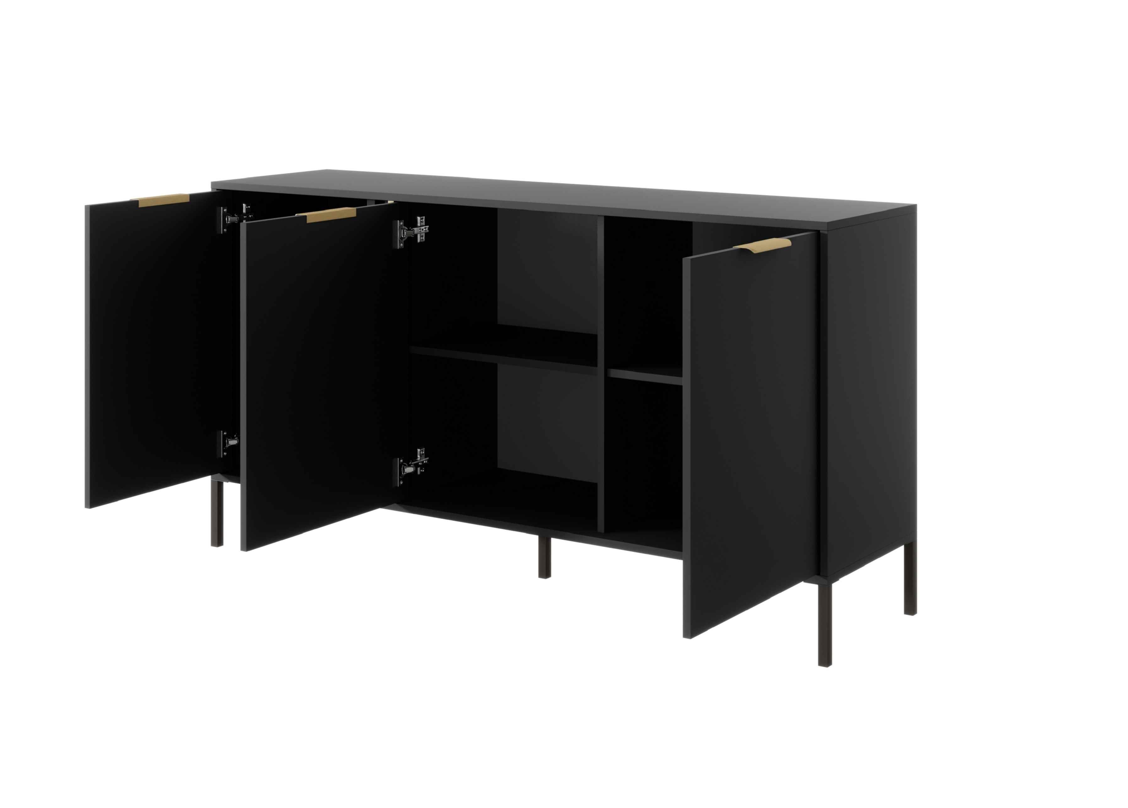 Furnix Sideboard H81,4 T39,5 Metallbeine Gestell cm, Flügeltüren C Anthrazit, x x 3D Wohnzimmerkommode 153 B153,1 LARSONS