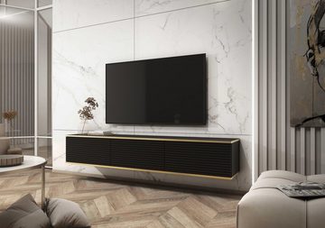 MOEBLO TV-Board Dayn RTV - 175 MDF (Lowboard Fernsehtisch TV Bank TV Tisch Fernseher Tisch TV Möbel, RTV-Schrank mit goldenen Einsätzen), (HxBxT):30x175x32cm