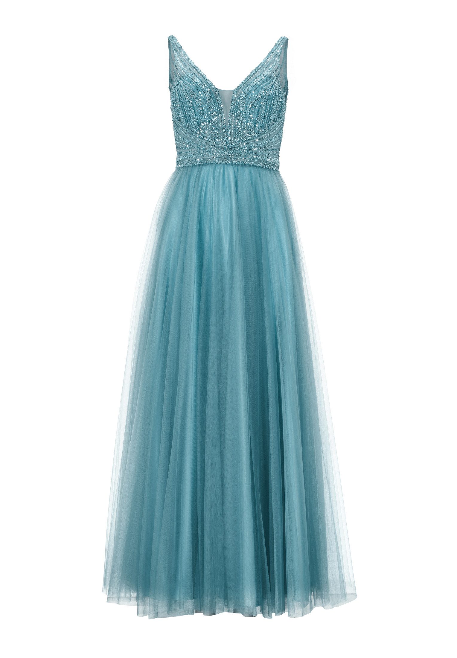 Abendkleid - Lange Tüllrobe mit Netzeinsatz