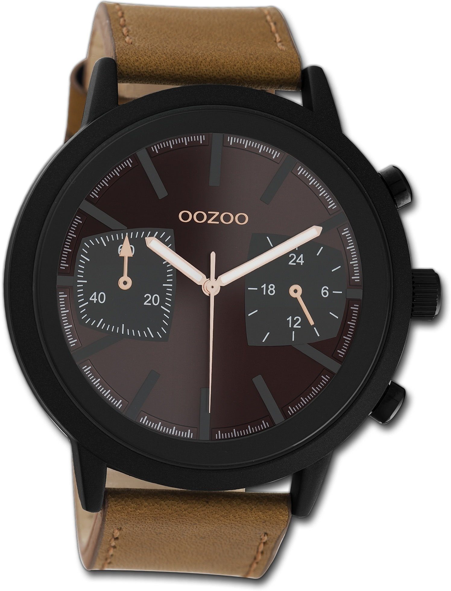 Gehäuse, Oozoo Herren Armbanduhr extra Quarzuhr 50mm) Timepieces, braun, rundes Herrenuhr OOZOO Lederarmband (ca. groß