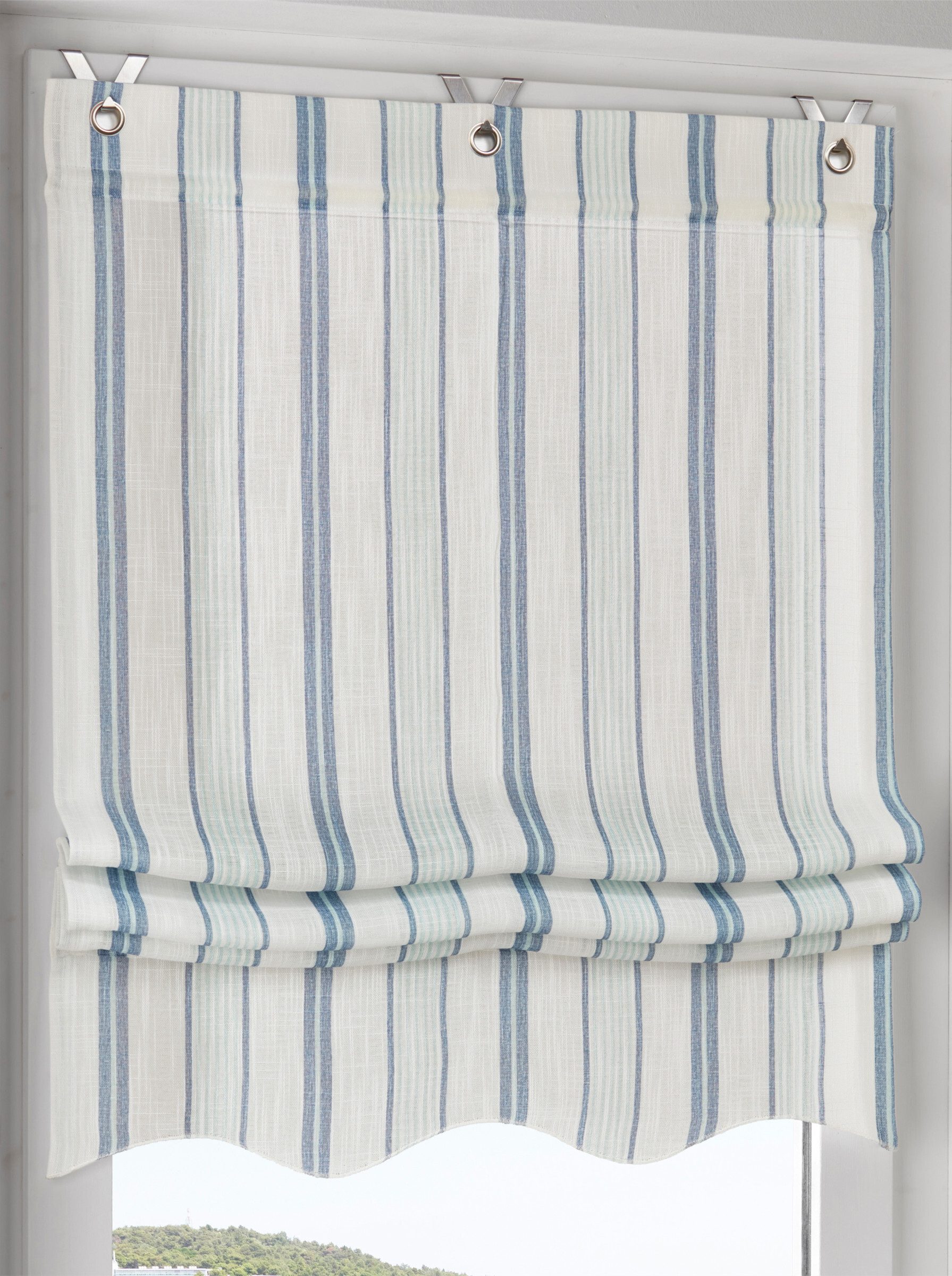 Rollo Raffrollo, heine, halbtransparent, Ösen mit Fensterhaken