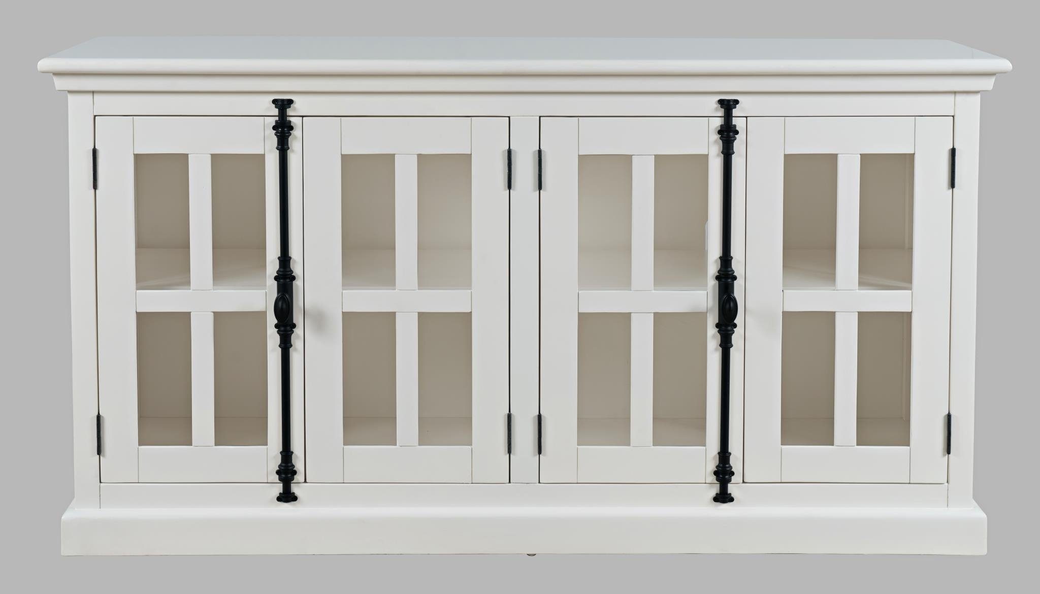 Livin Hill Kommode Avola, klassisches Weiß, verglaste Türen mit Metallgriffen