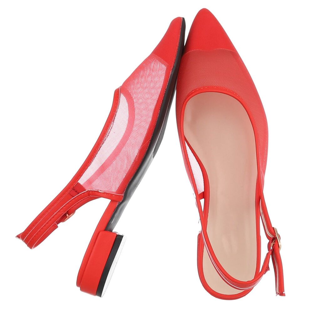 Ital-Design Elegante Sling-Pumps mit atmungsaktivem Obermaterial und Blockabsatz Schnürpumps (91512348) Blockabsatz Schnür- & Riemchenpumps in Rot