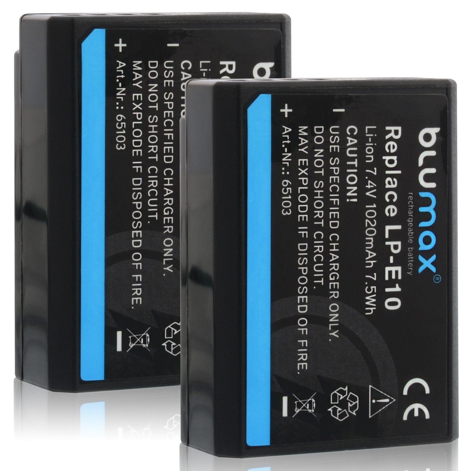 Blumax 2x LP-E10 EOS 1100D 1200D 1300D 2000D 1020 mAh Kamera-Akku