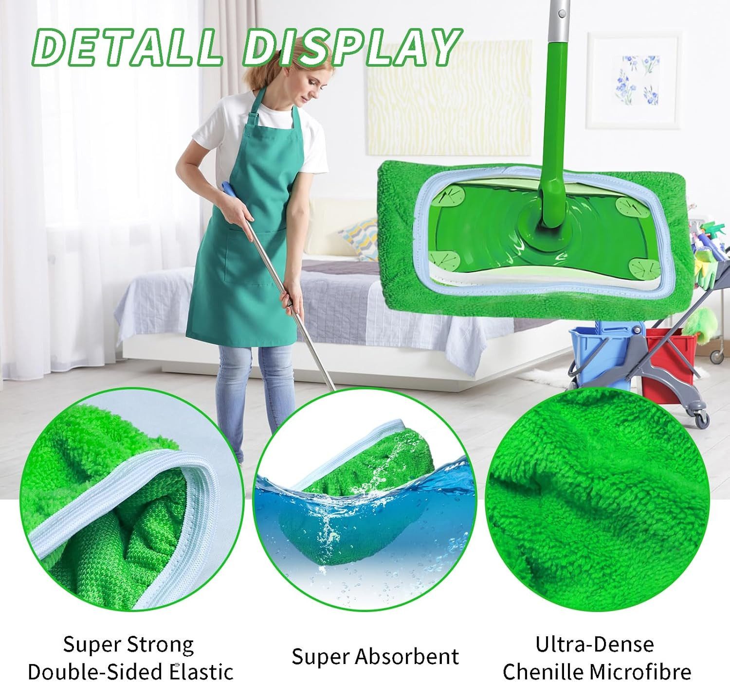 FELIXLEO Wischmopp 10 Bodentücher für Swiffer Mop Waschbar Mehrweg Bodenwischer, (1-St)