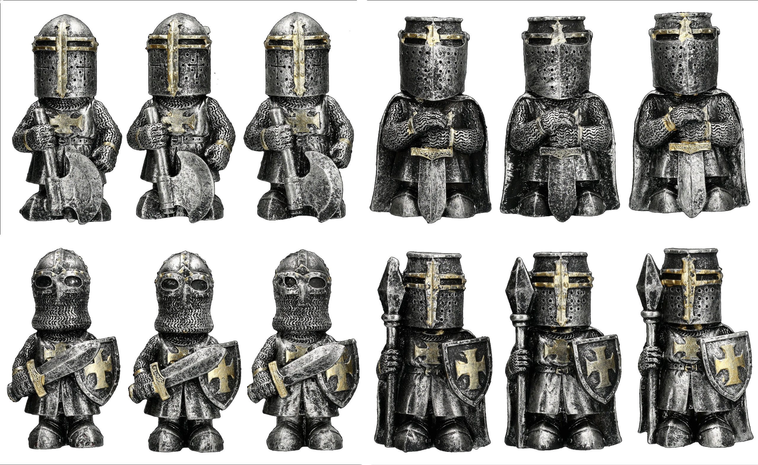 Figuren Shop GmbH Dekoobjekt Mittelalter Ritter Magnete – 12 handbemalte Figuren mit Rüstung 6,5 cm