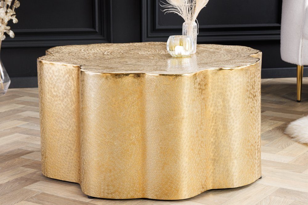 riess-ambiente Couchtisch ORGANIC ORIENT 75cm gold (Einzelartikel, 1-St), Wohnzimmer · Metall · rund · Handarbeit · Hammerschlag Design