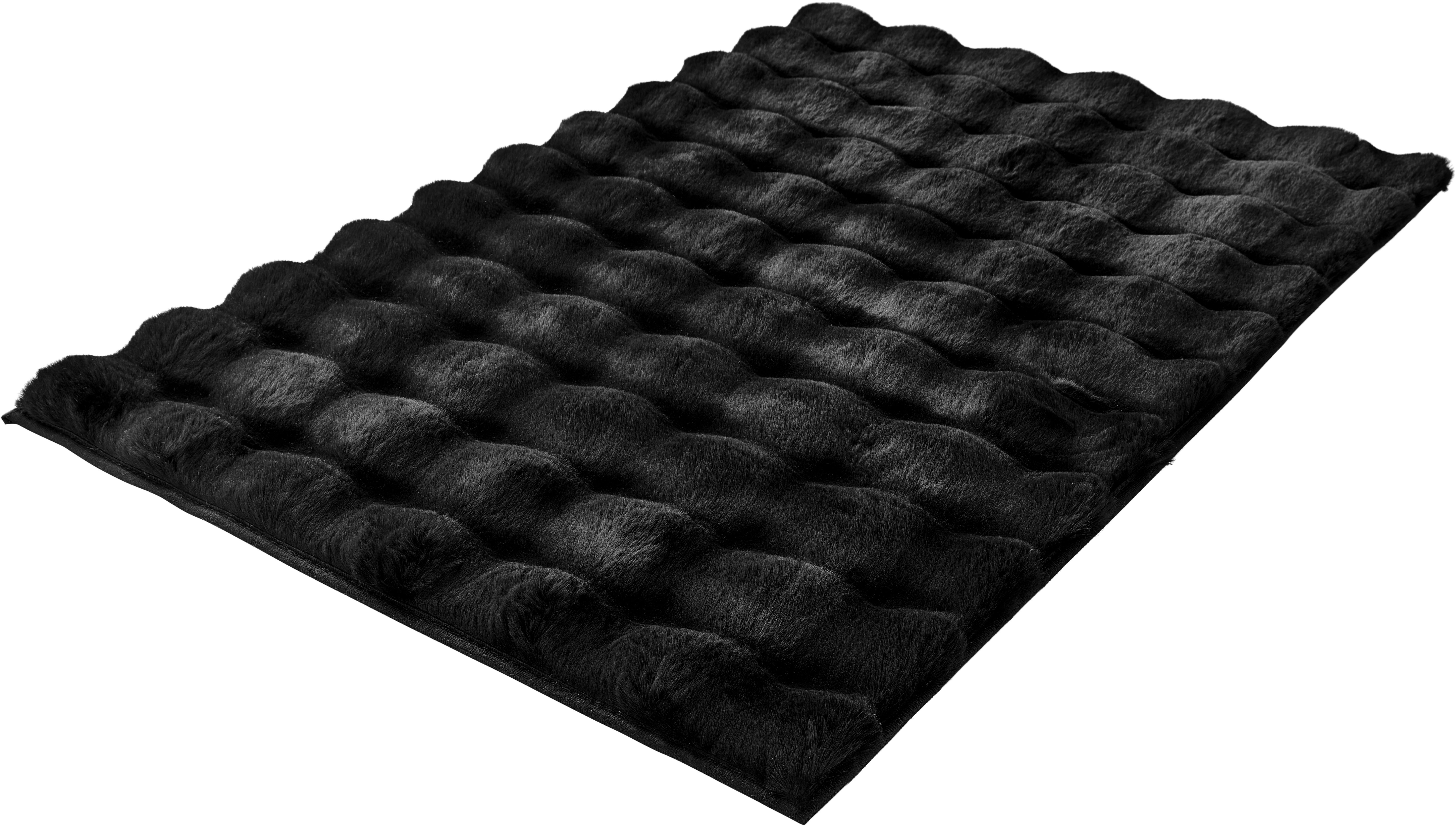 Kleine Wolke Badematte Cloud, Badvorleger, Badezimmer Teppich, Höhe 28 mm, rutschhemmend beschichtet, fußbodenheizungsgeeignet, Polyester, rechteckig, Badteppich, Uni Farben, Hoch-Tief Effekt, besonders weich