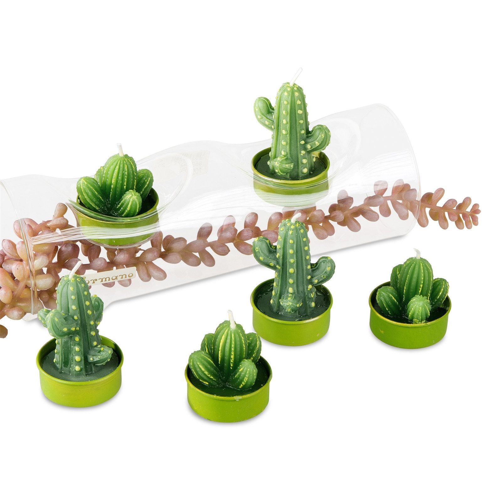 formano Teelicht 6er Set Deko Teelichter Kakteen grün (6-tlg., 6 Teelichter)