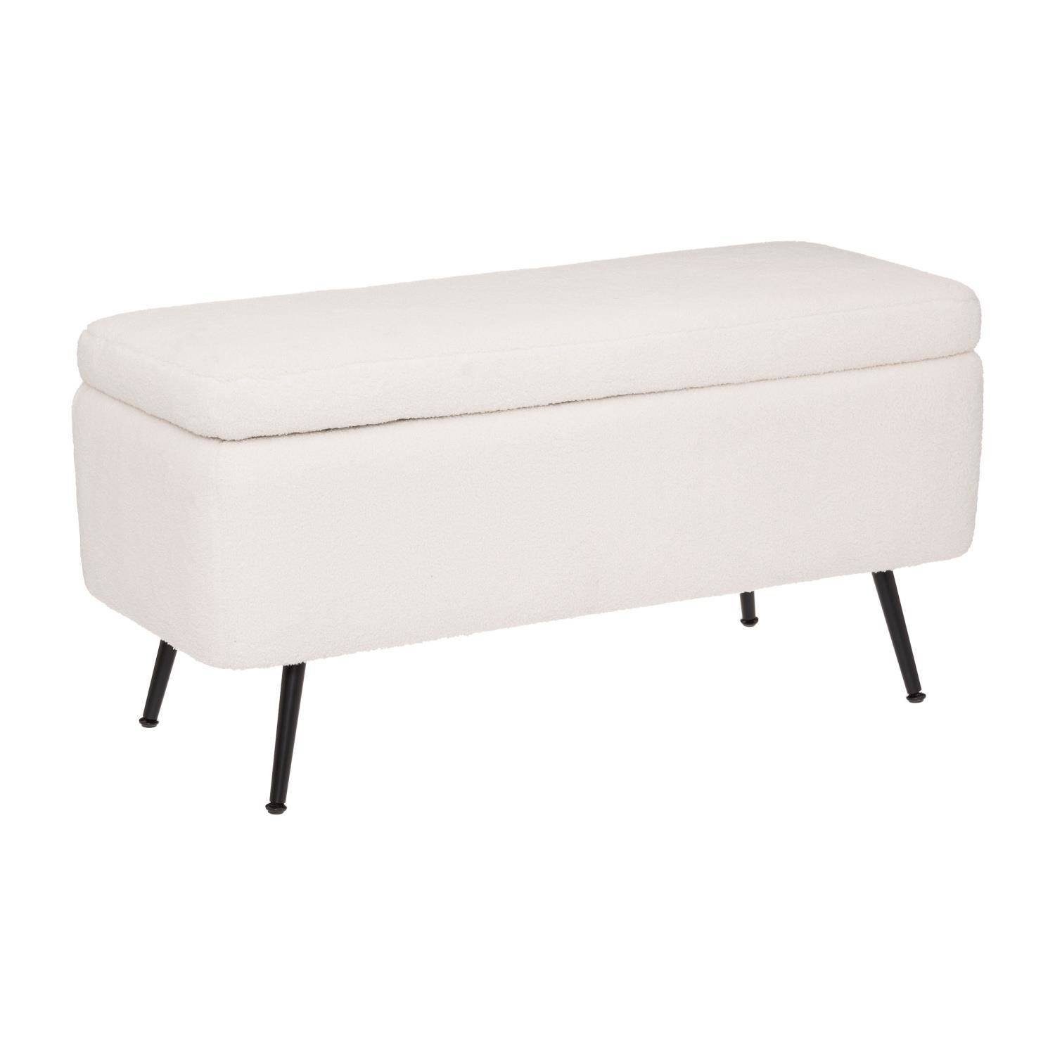 Atmosphera Créateur d'intérieur Polsterbank Sitzbank mit Stauraum, gepolstert mit Boucle-Optik, 100 x 40 x 48,5 cm