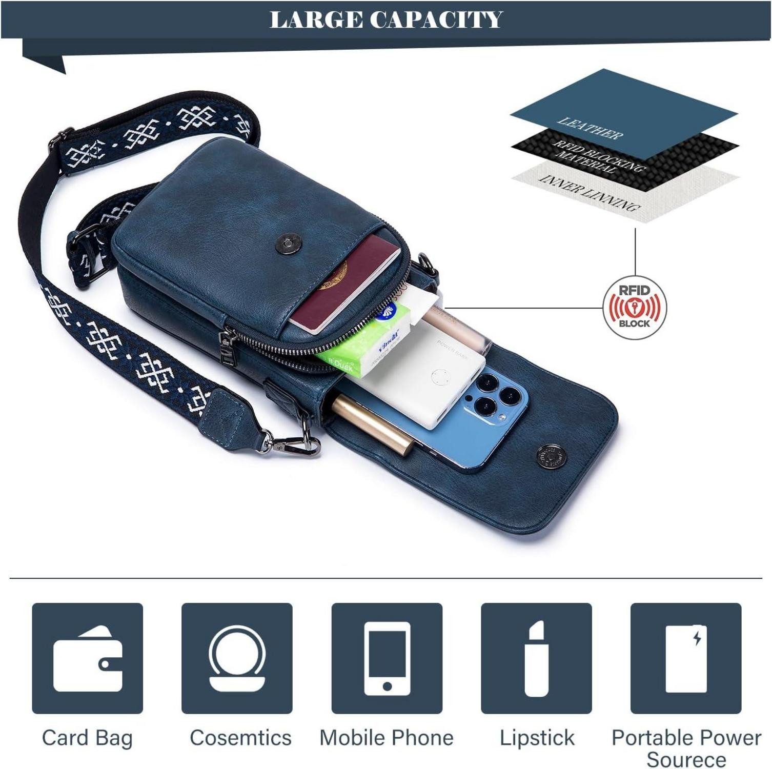LuxusKollektion Umhängetasche Handytasche RFID Damen Leder günstig online kaufen