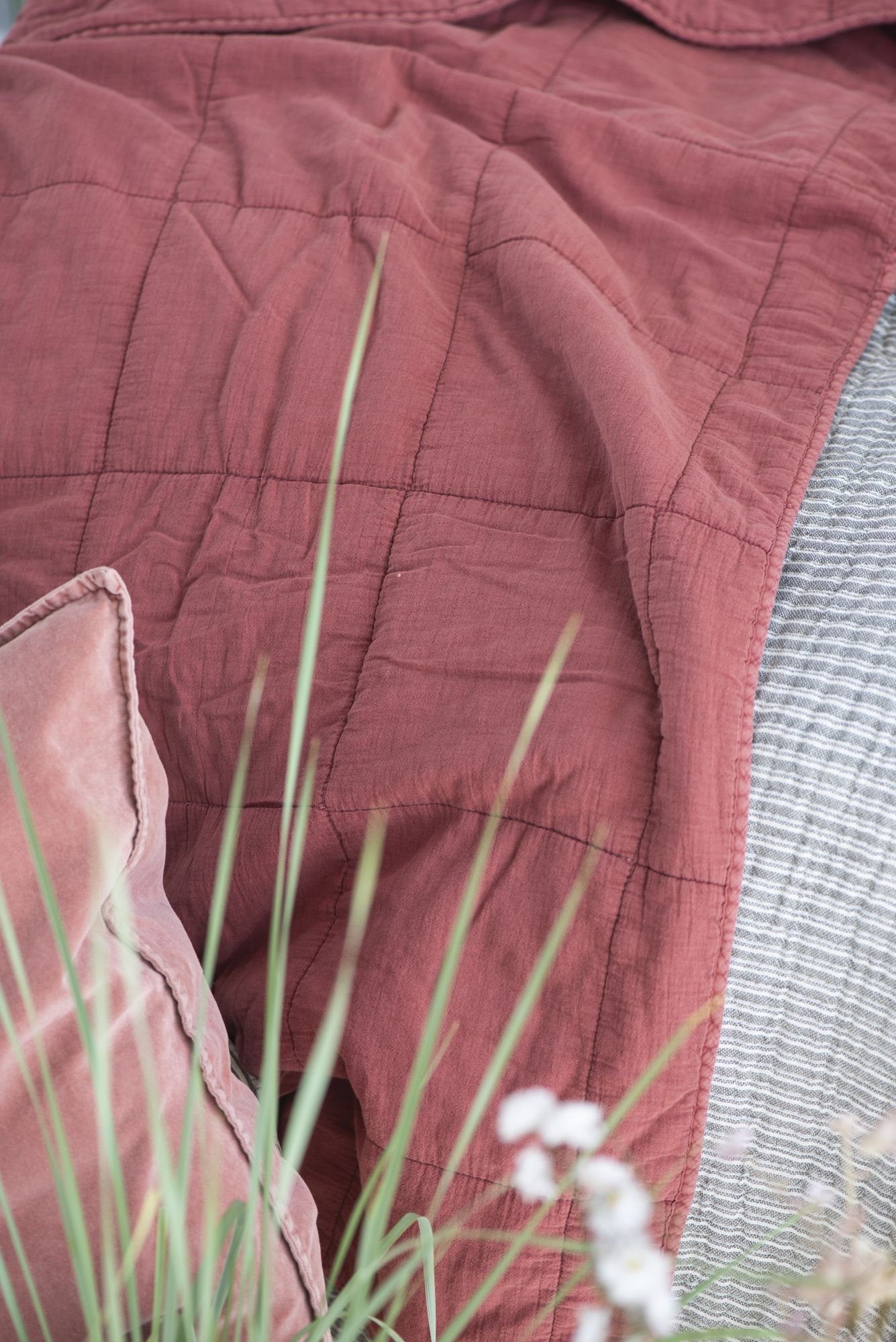 Wohndecke Decke Quilt Tagesdecke Überwurf Faded Rose Rot 180x130cm Ib Laursen, Ib Laursen