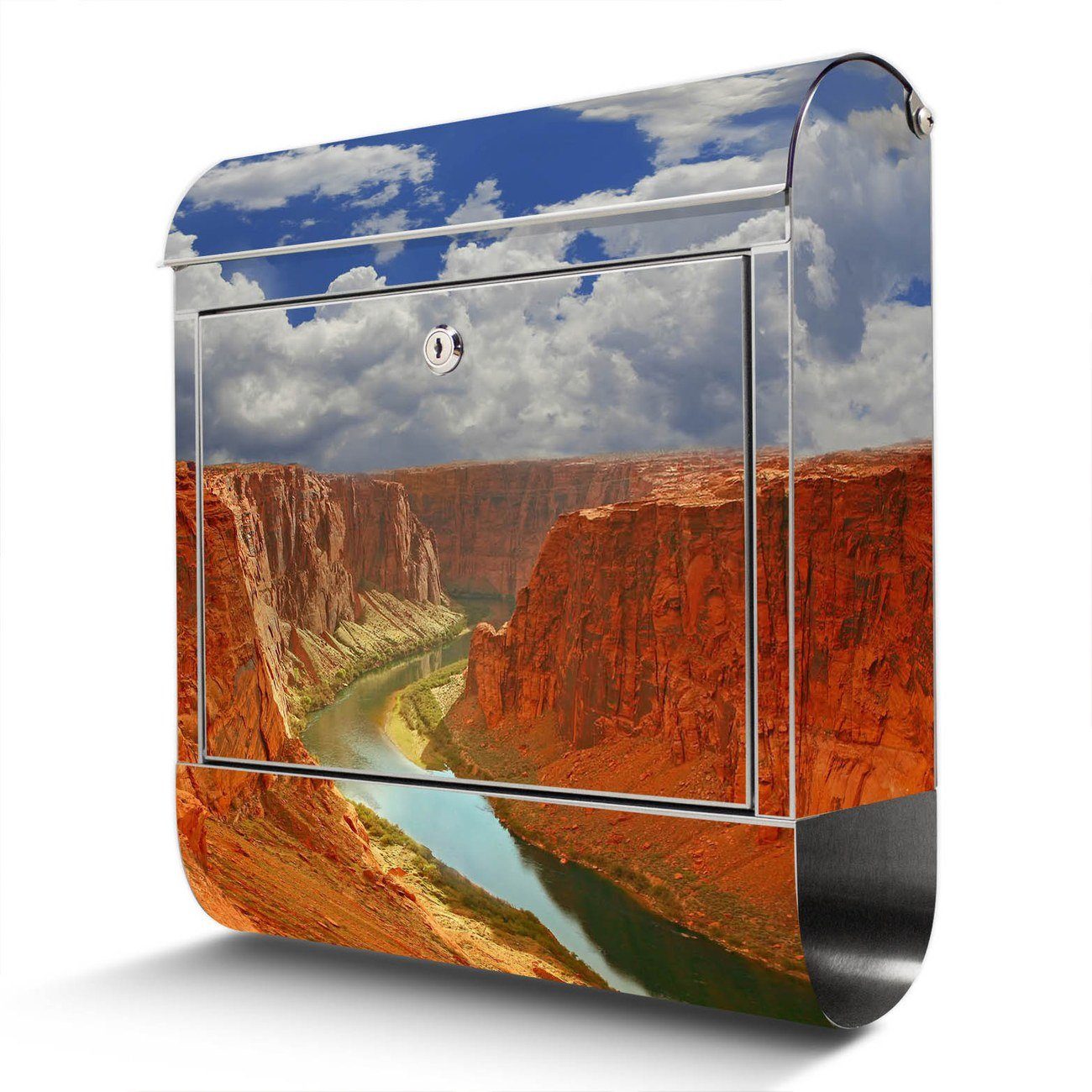banjado Wandbriefkasten Edelstahl Grand Canyon (Wandbriefkasten groß, mit Zeitungsfach), 38 x 42,5 x12cm